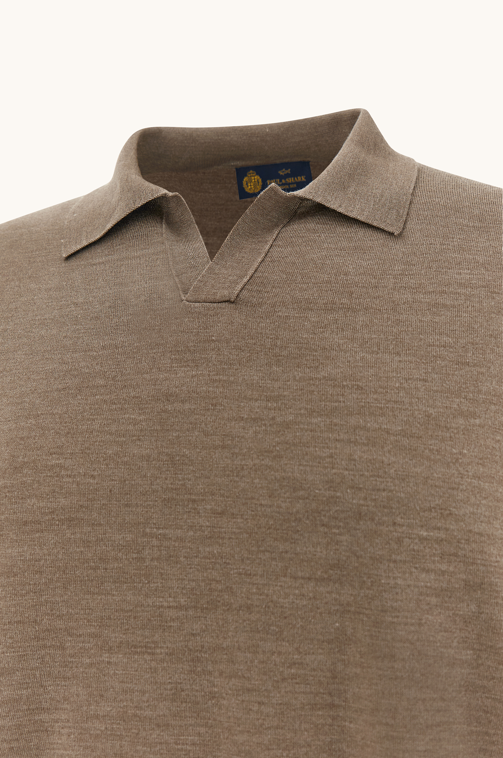 Open‑collar polo in wool and silk image number 1