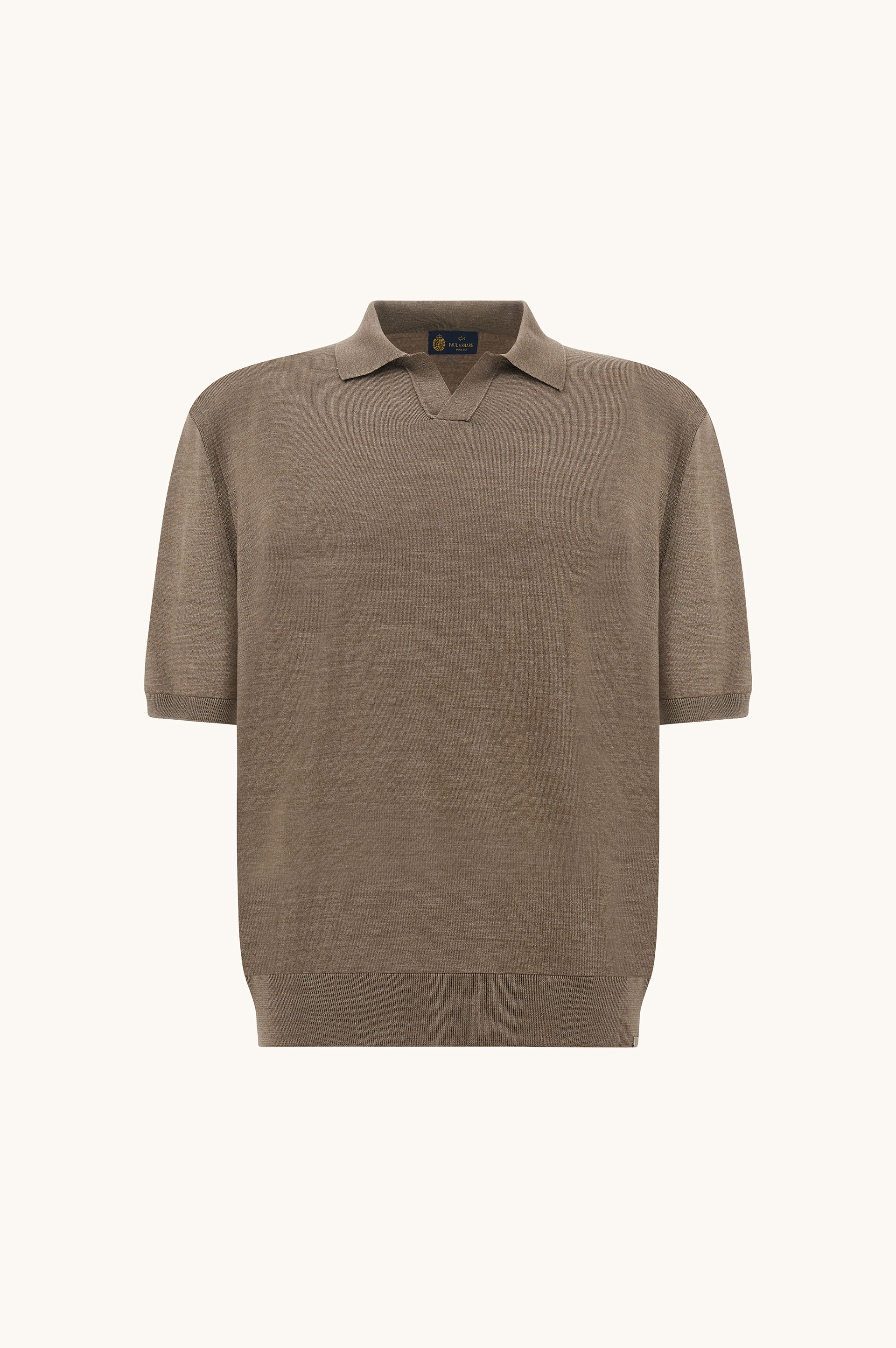 Open‑collar polo in wool and silk image number 0