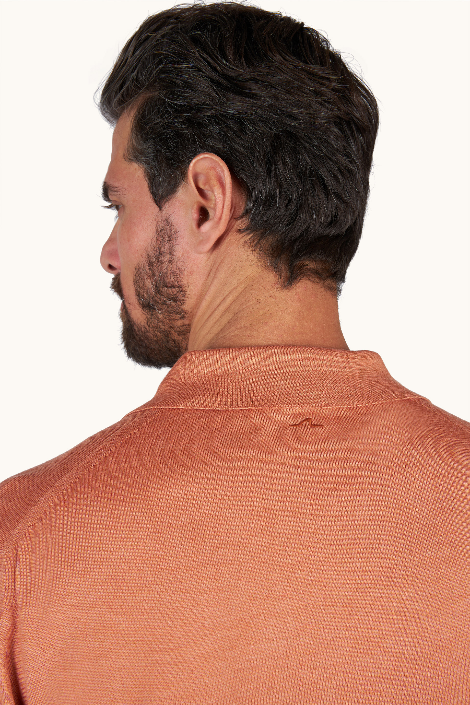 Polo open collar in lana e seta image number 4