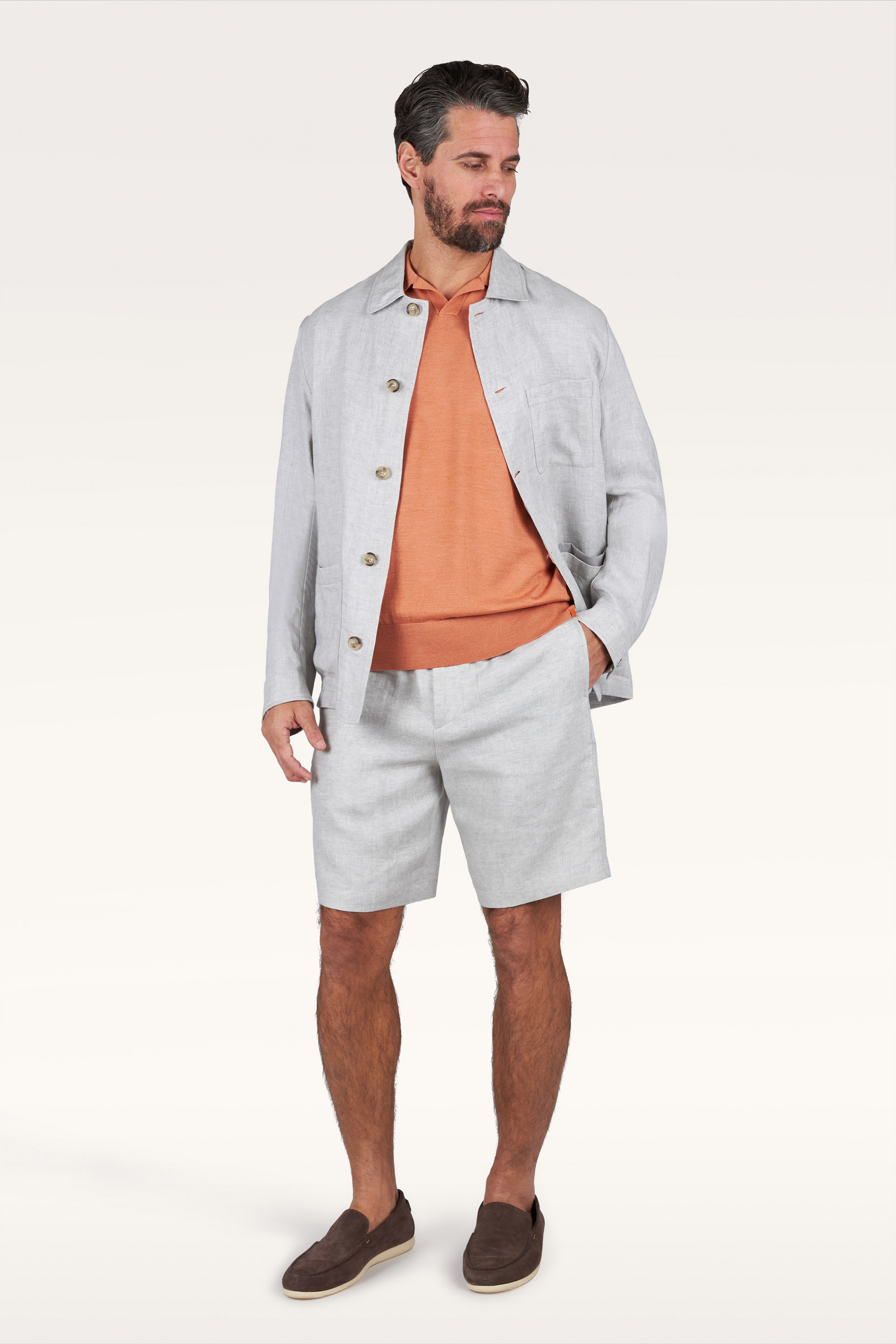 Polo open collar in lana e seta image number 1