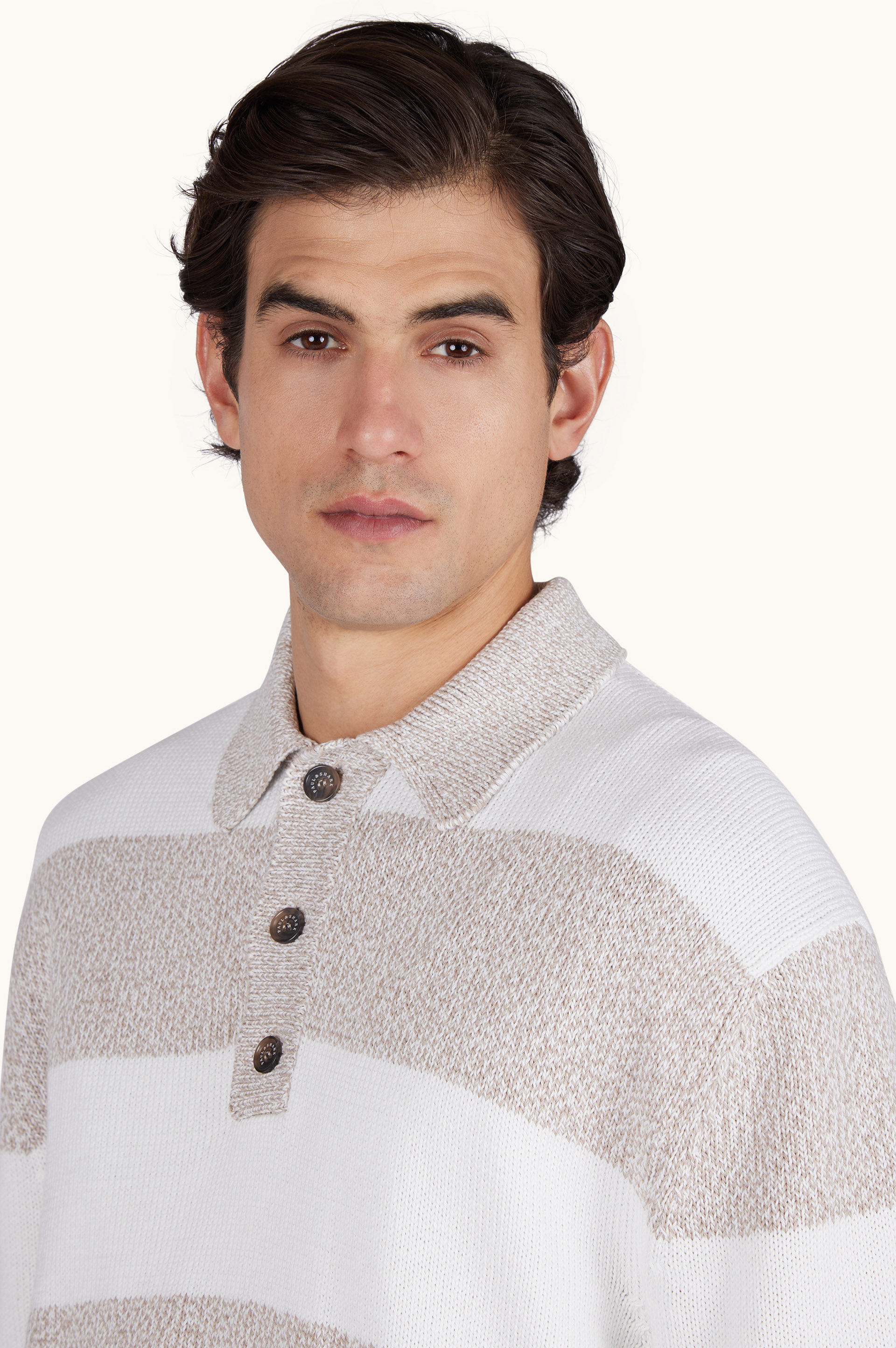 Polo en maille en coton Piuma avec motif &agrave; rayures image number 4