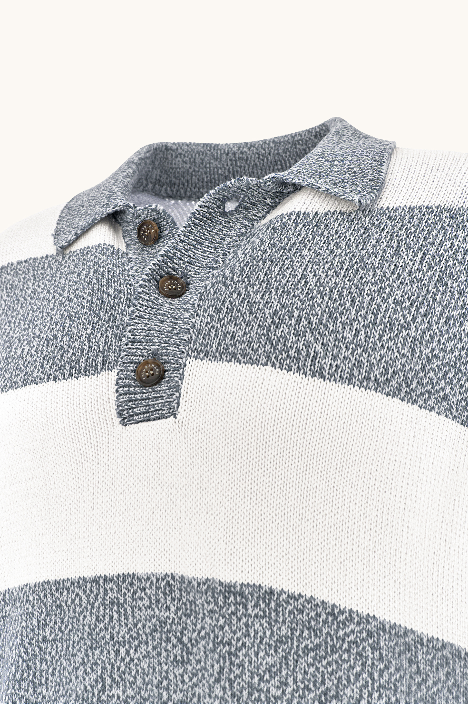 Knit polo in Piuma cotton with striped pattern image number 5