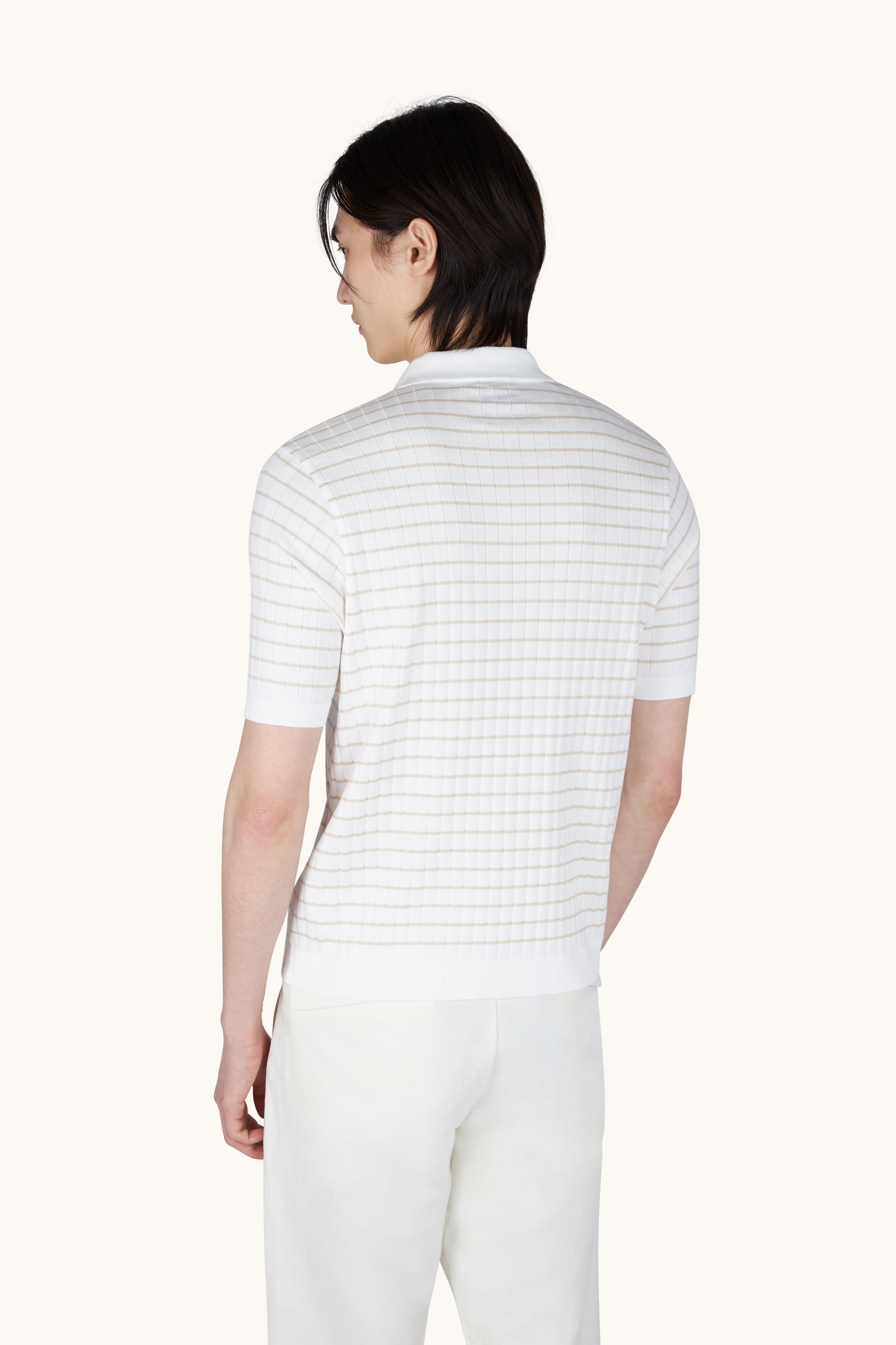 Piuma棉质POLO衫，带条纹图案 image number 3