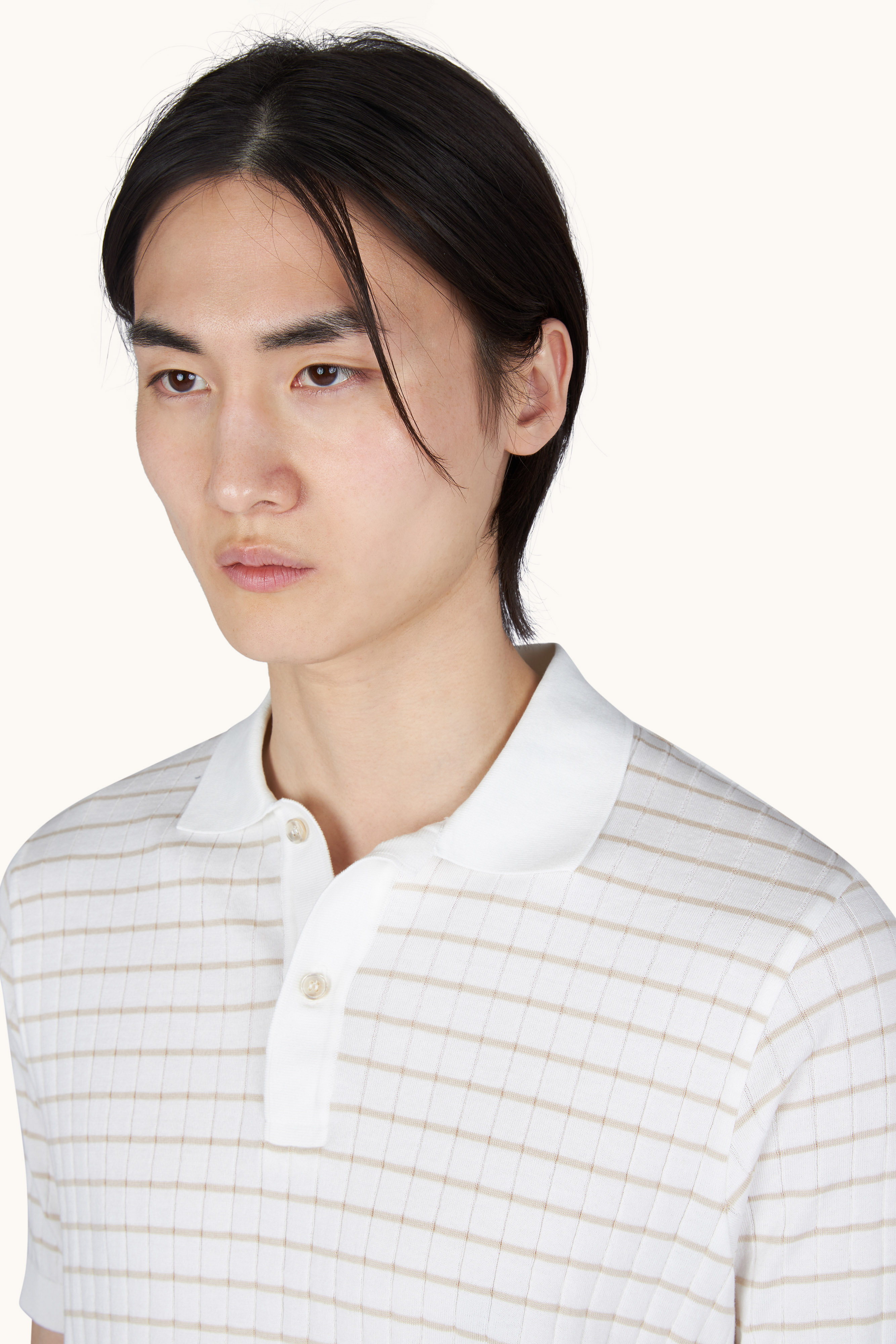 Piuma棉质POLO衫，带条纹图案 image number 4