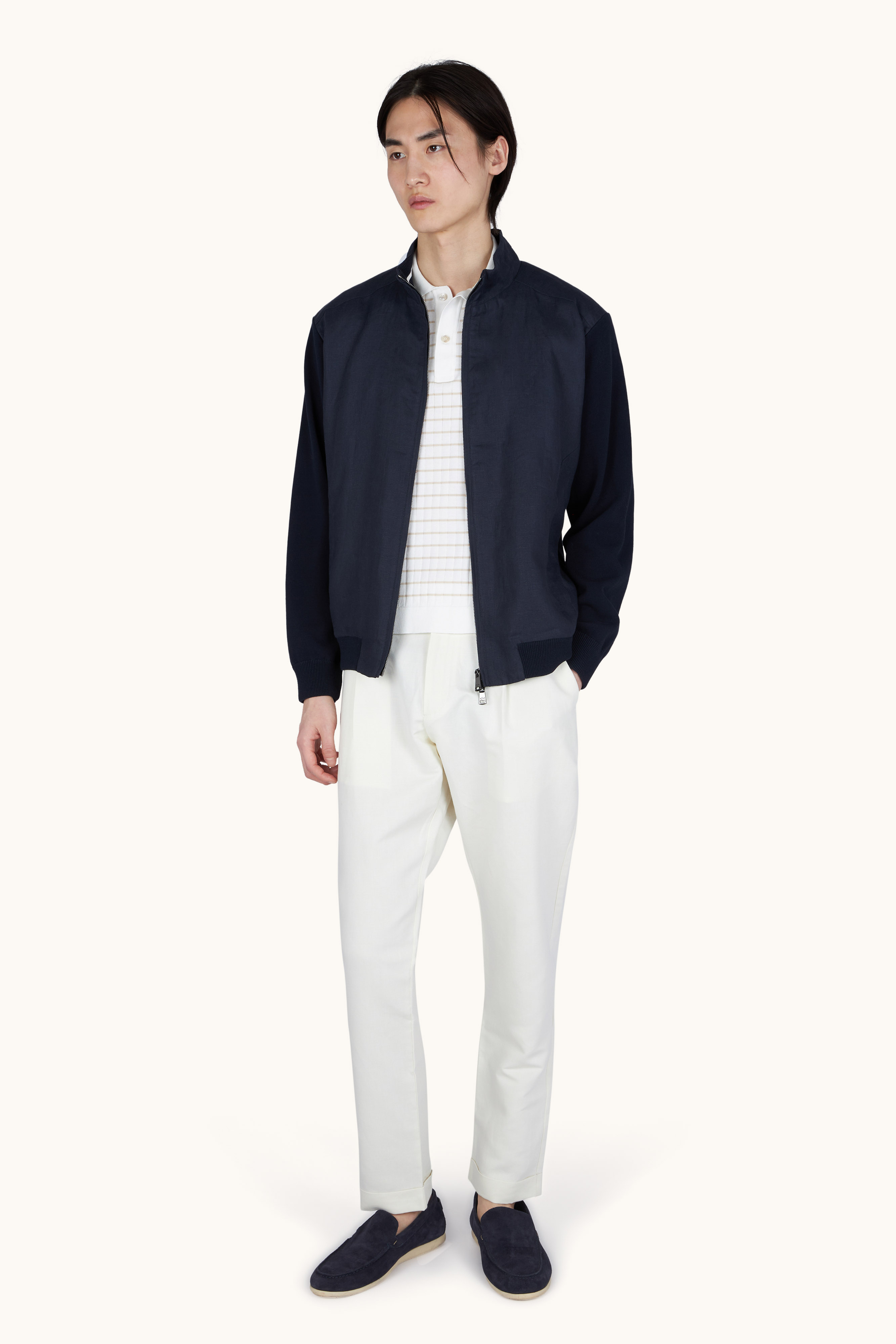 Piuma棉质POLO衫，带条纹图案 image number 2