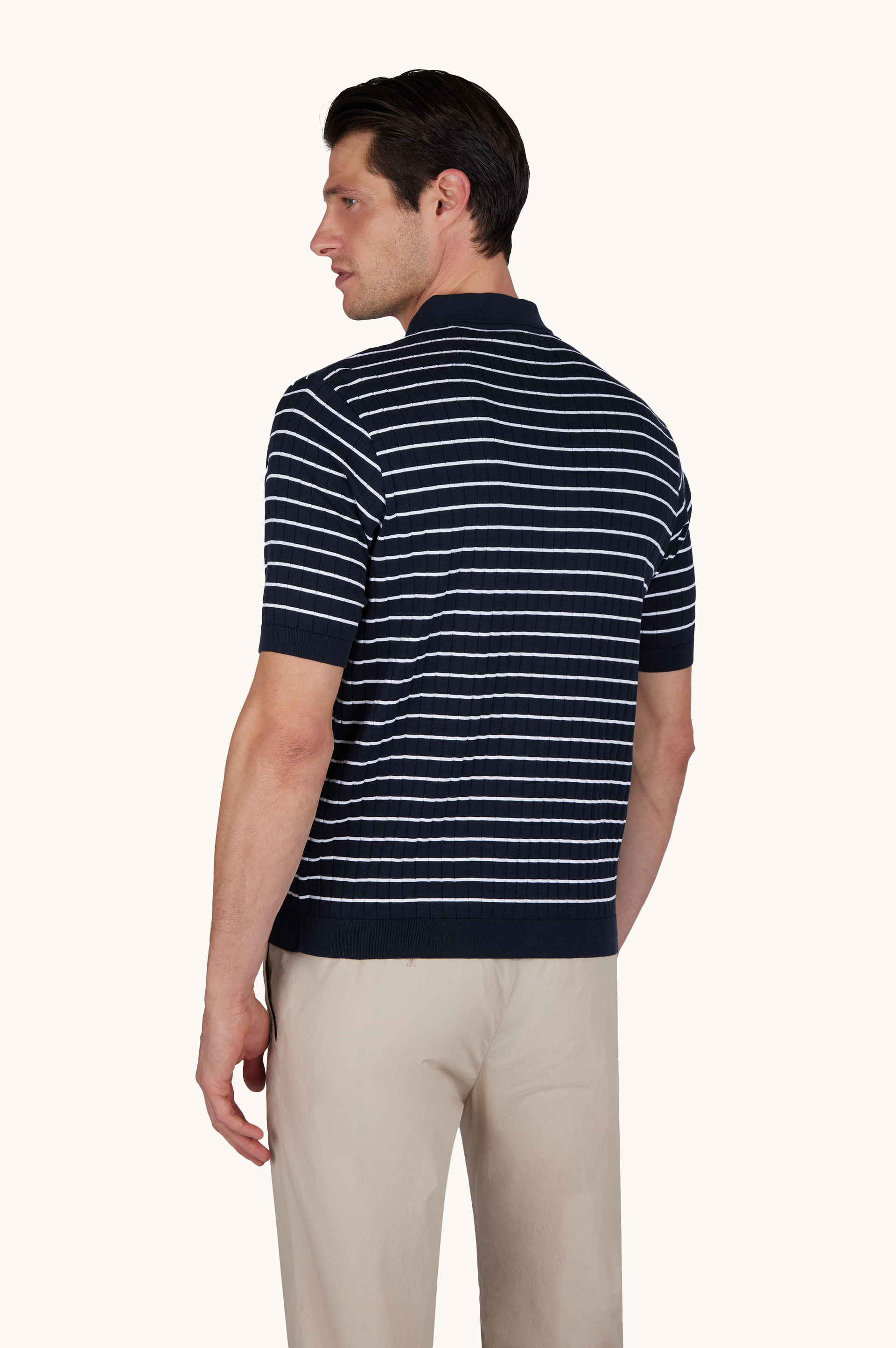 Polo in Piuma cotton with striped pattern image number 3