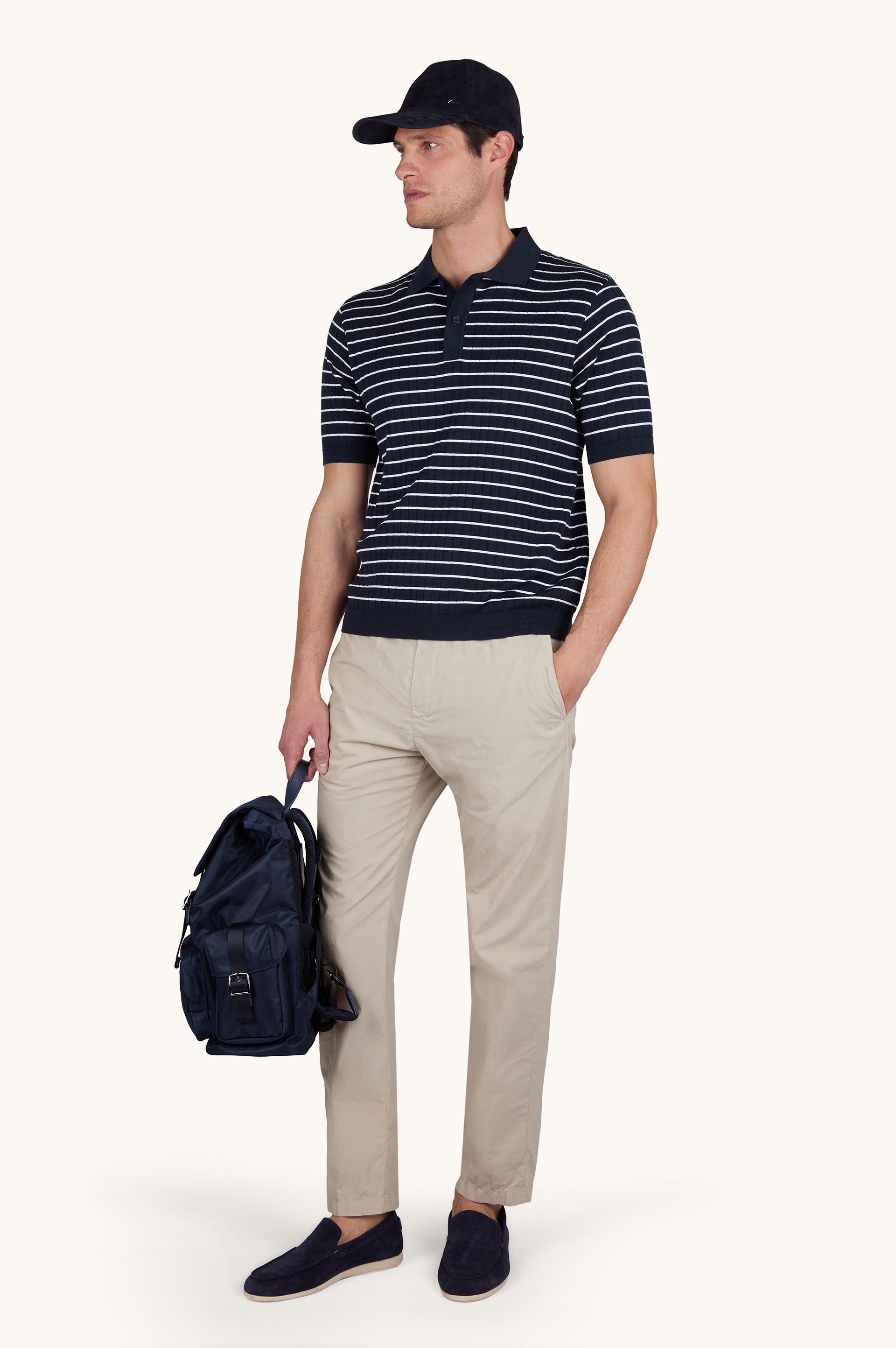Polo in Piuma cotton with striped pattern image number 2
