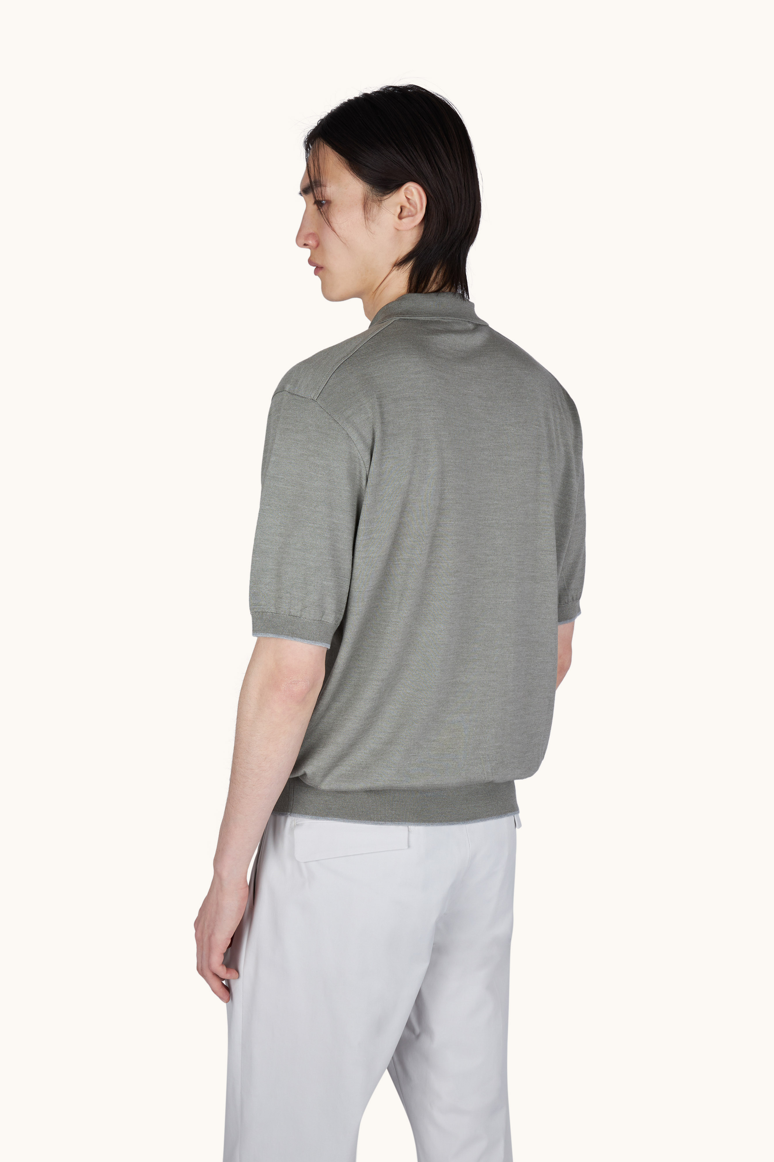 Polo aus Wolle und Seide mit Wildlederdetails image number 3