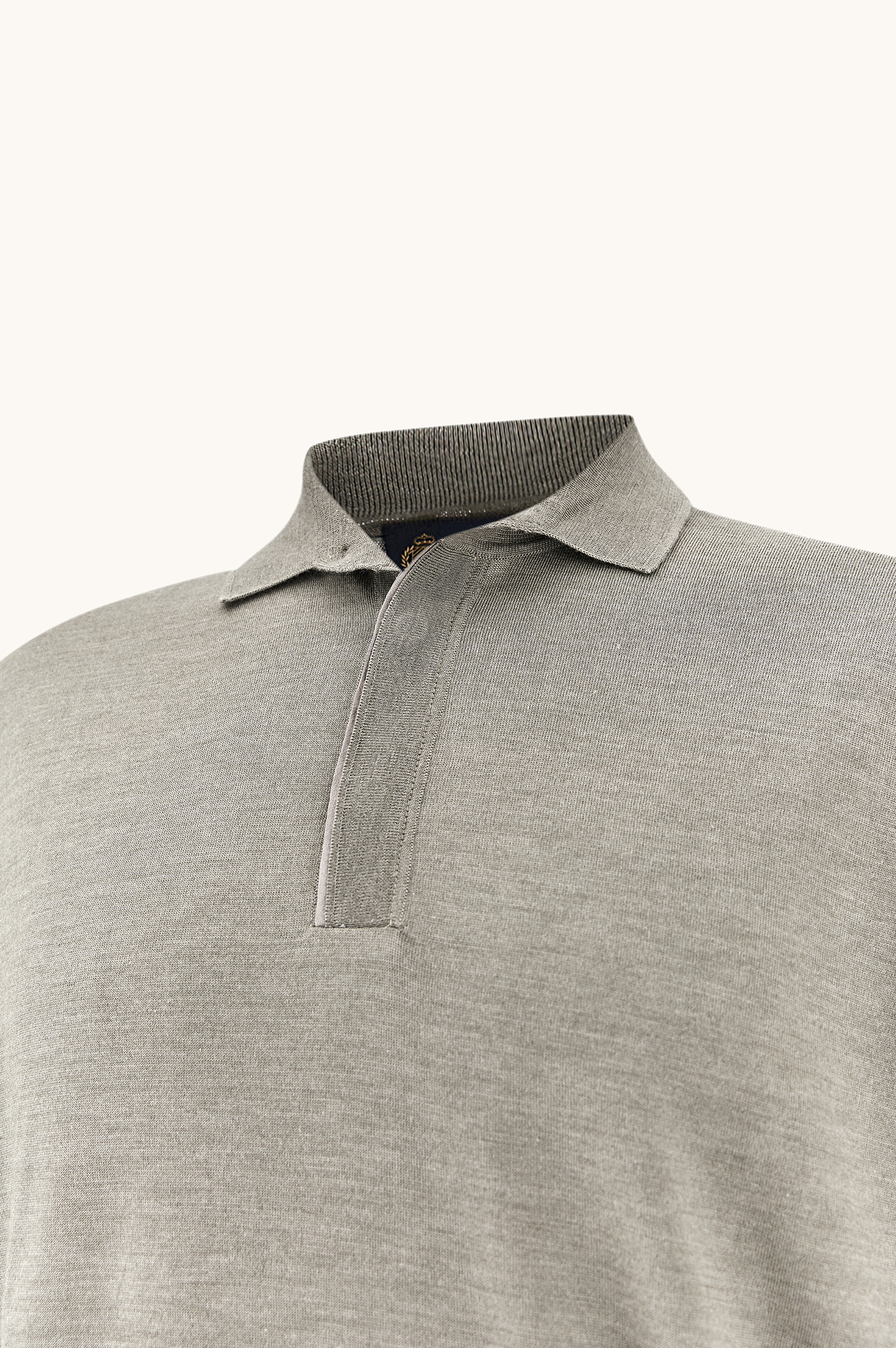 Wool and silk polo with suede details image number 1