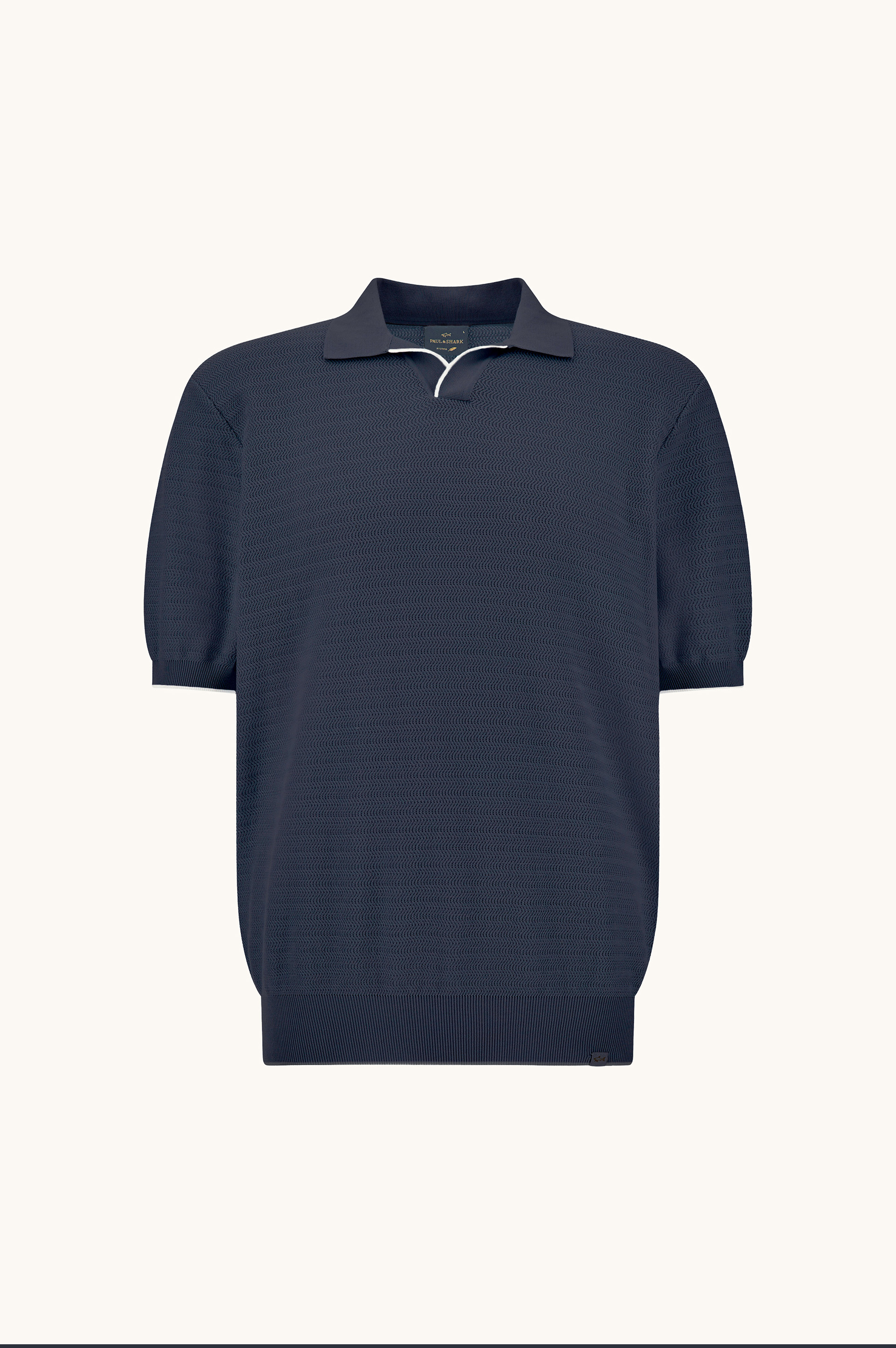 Open‑collar polo in Piuma cotton image number 0