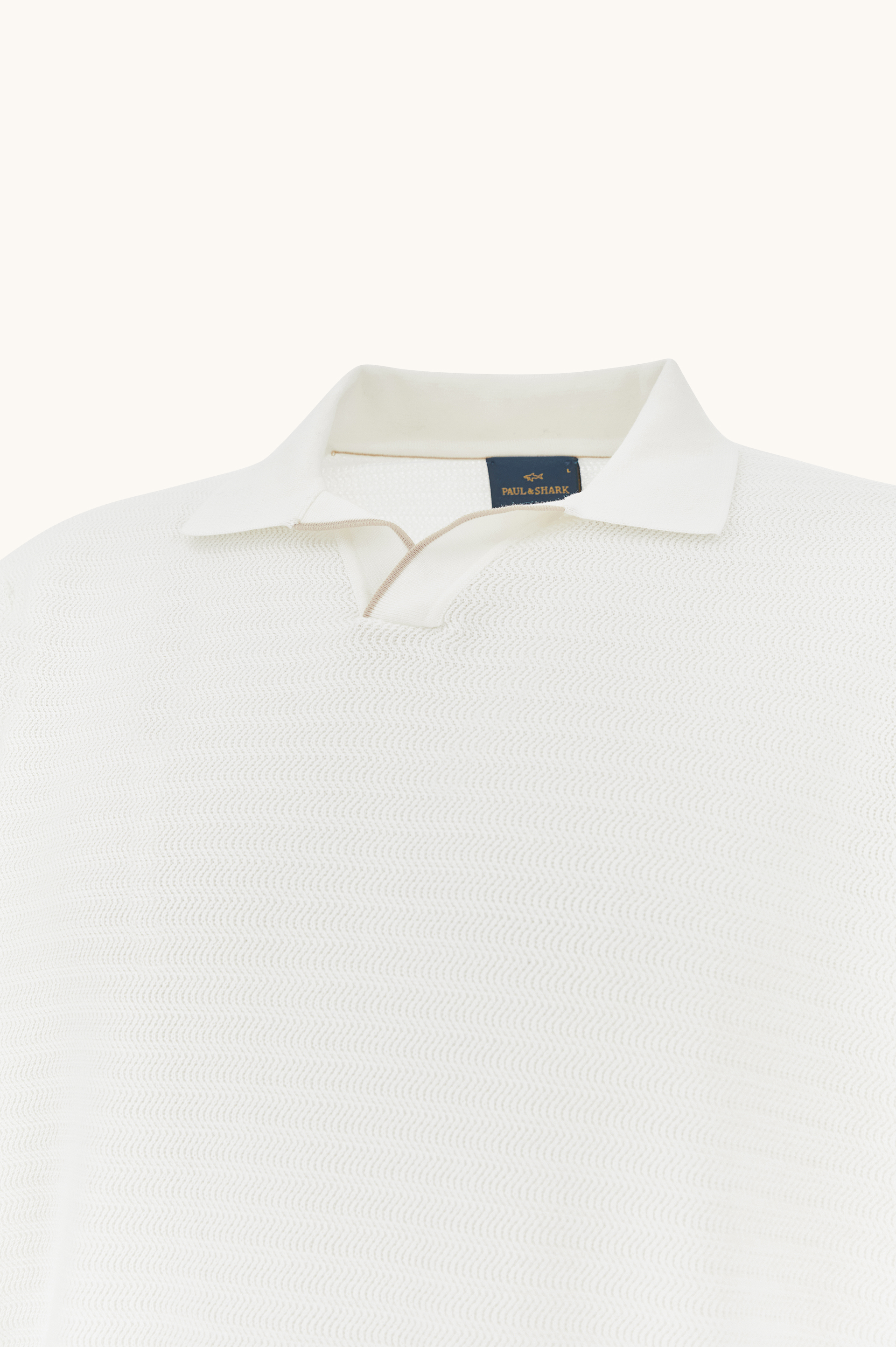 Open‑collar polo in Piuma cotton image number 1