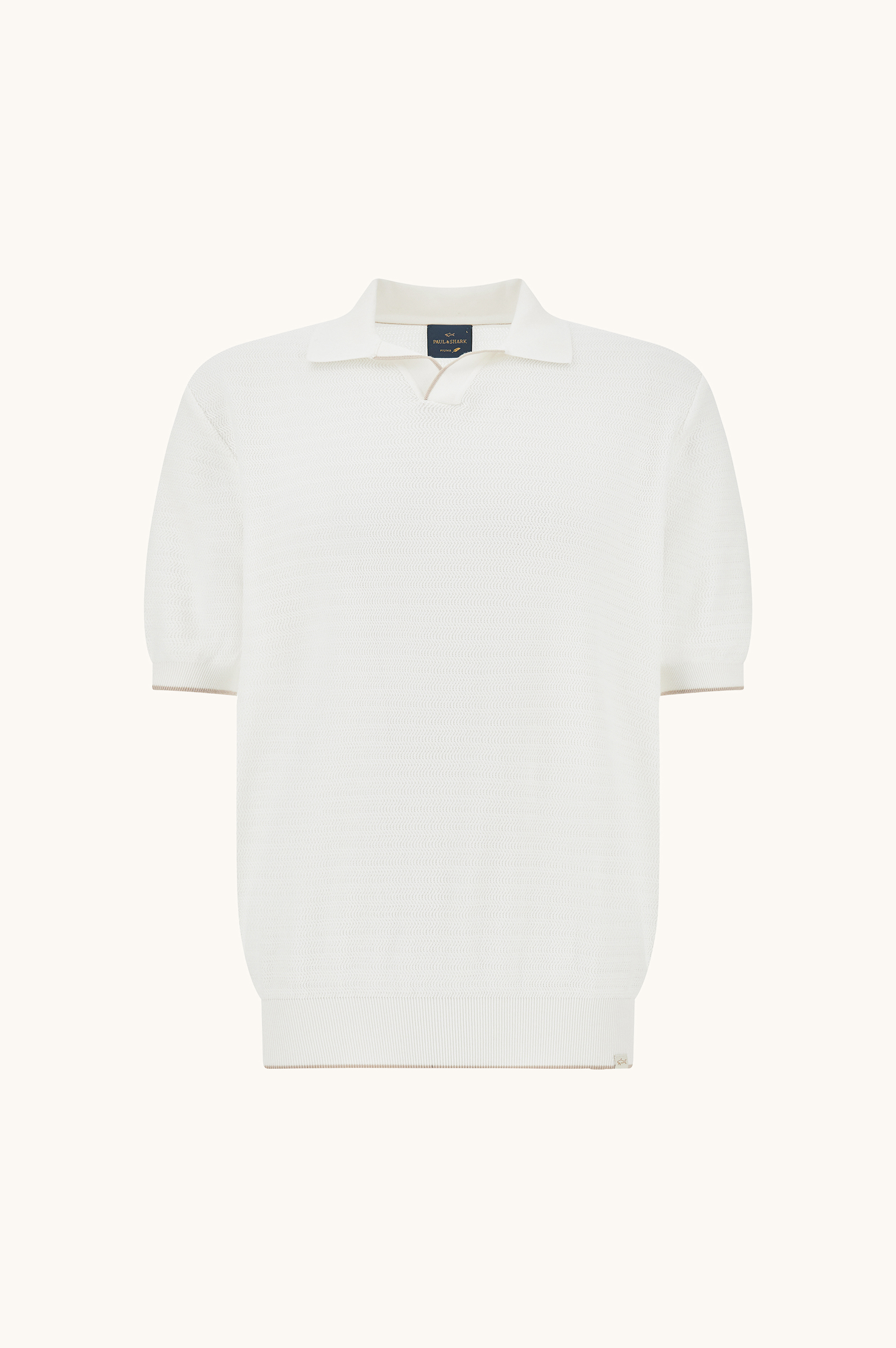 Open‑collar polo in Piuma cotton image number 0