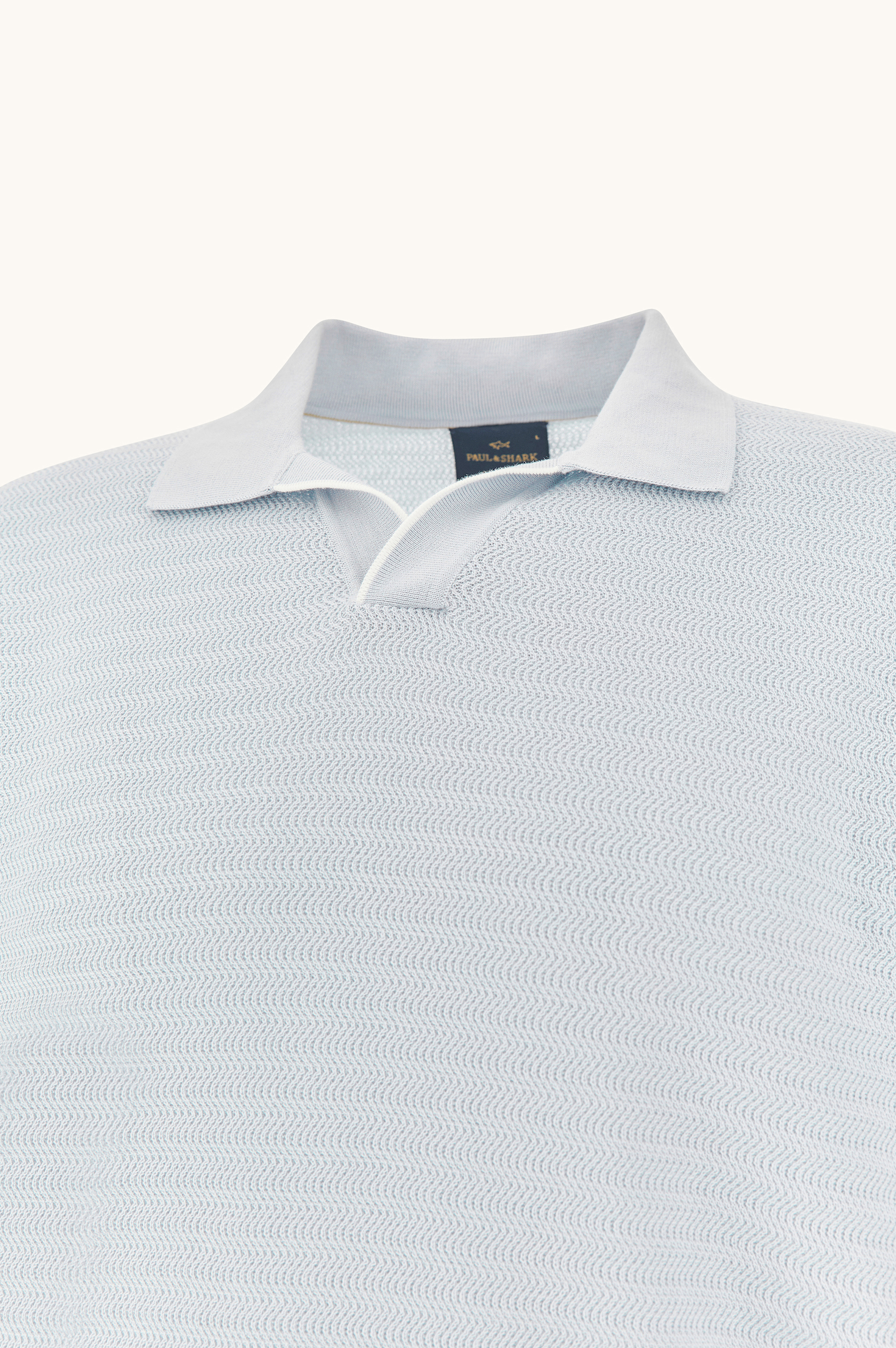 Open‑collar polo in Piuma cotton image number 5