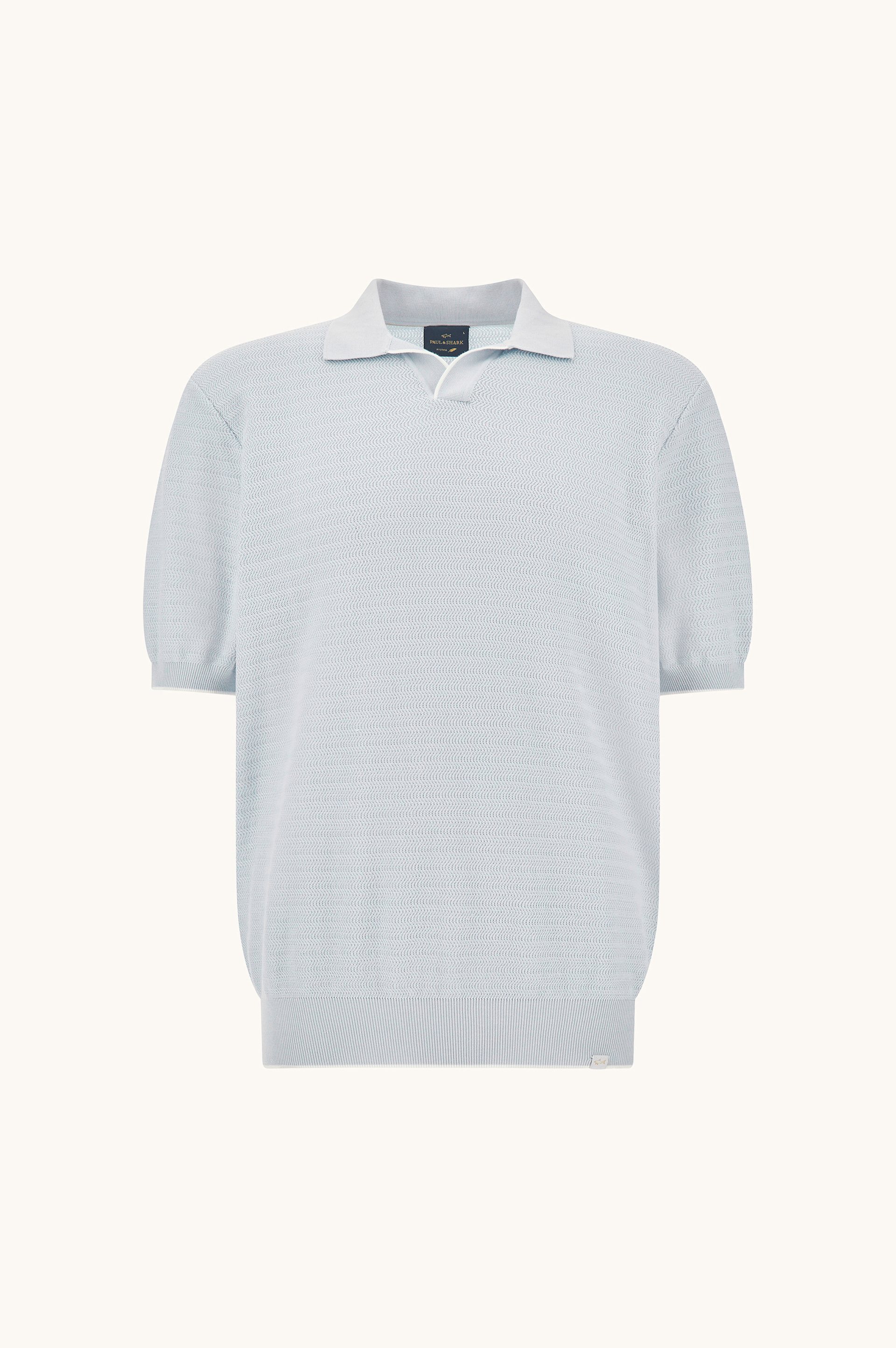 Open‑collar polo in Piuma cotton image number 1