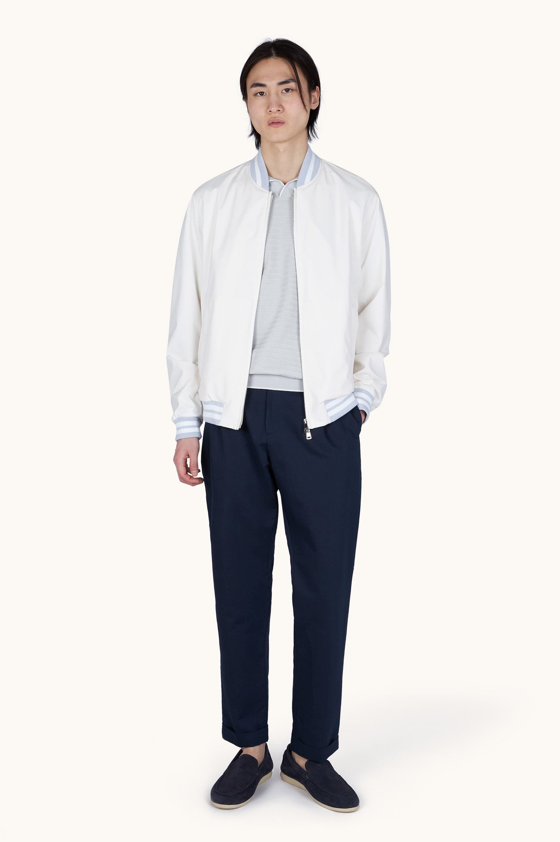 Open‑collar polo in Piuma cotton image number 2