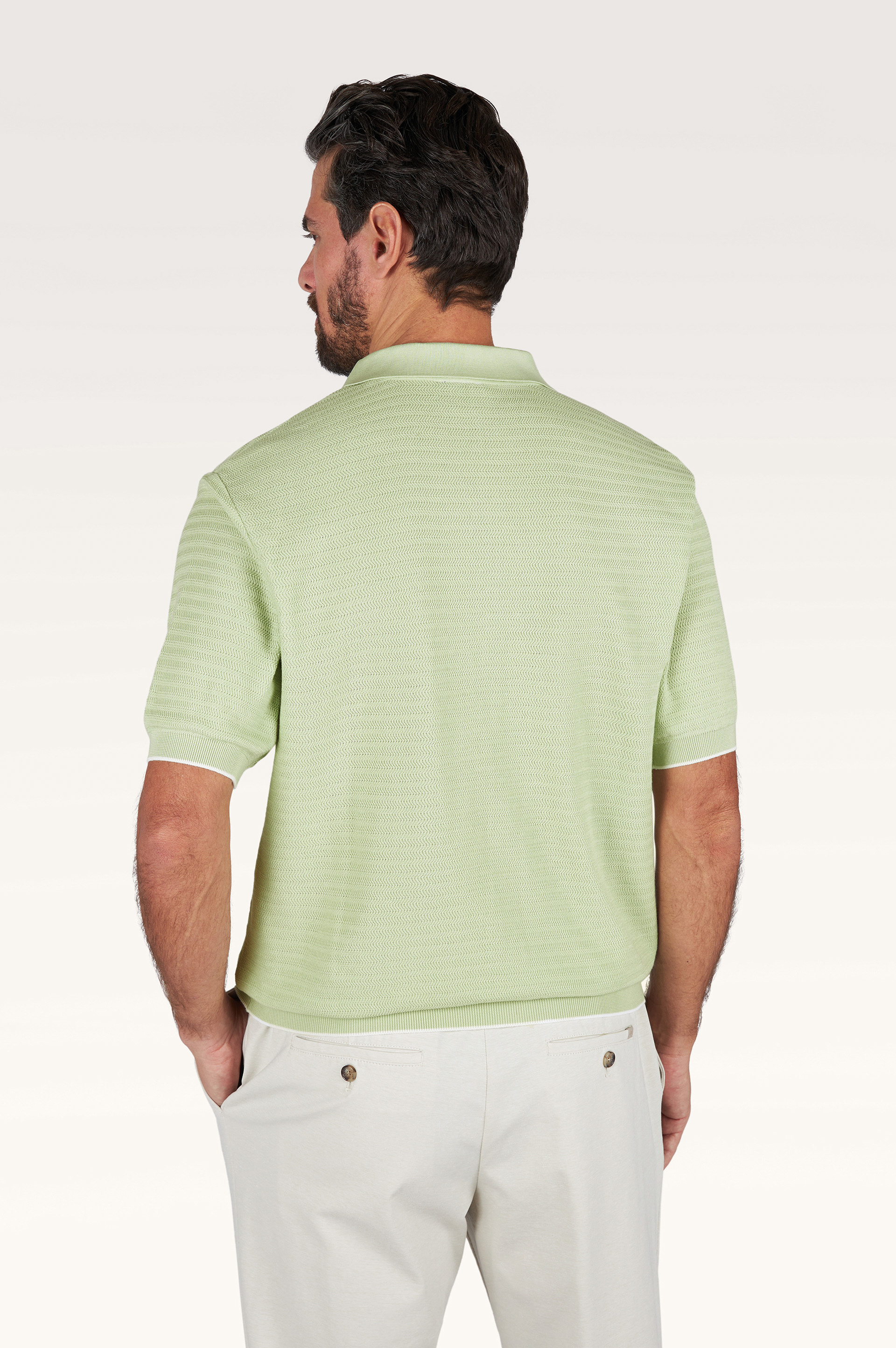 Open‑collar polo in Piuma cotton image number 3