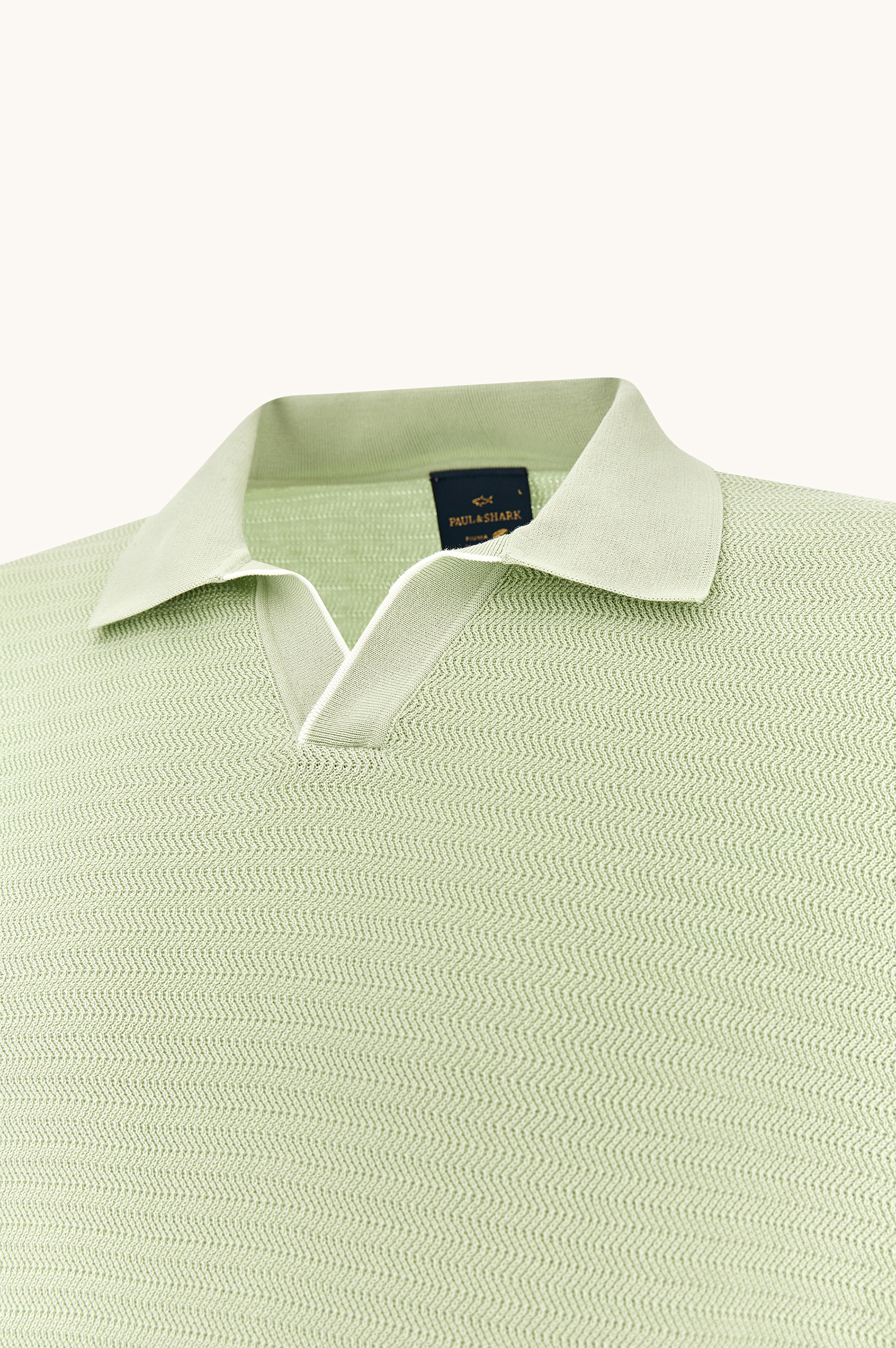 Open‑collar polo in Piuma cotton image number 6