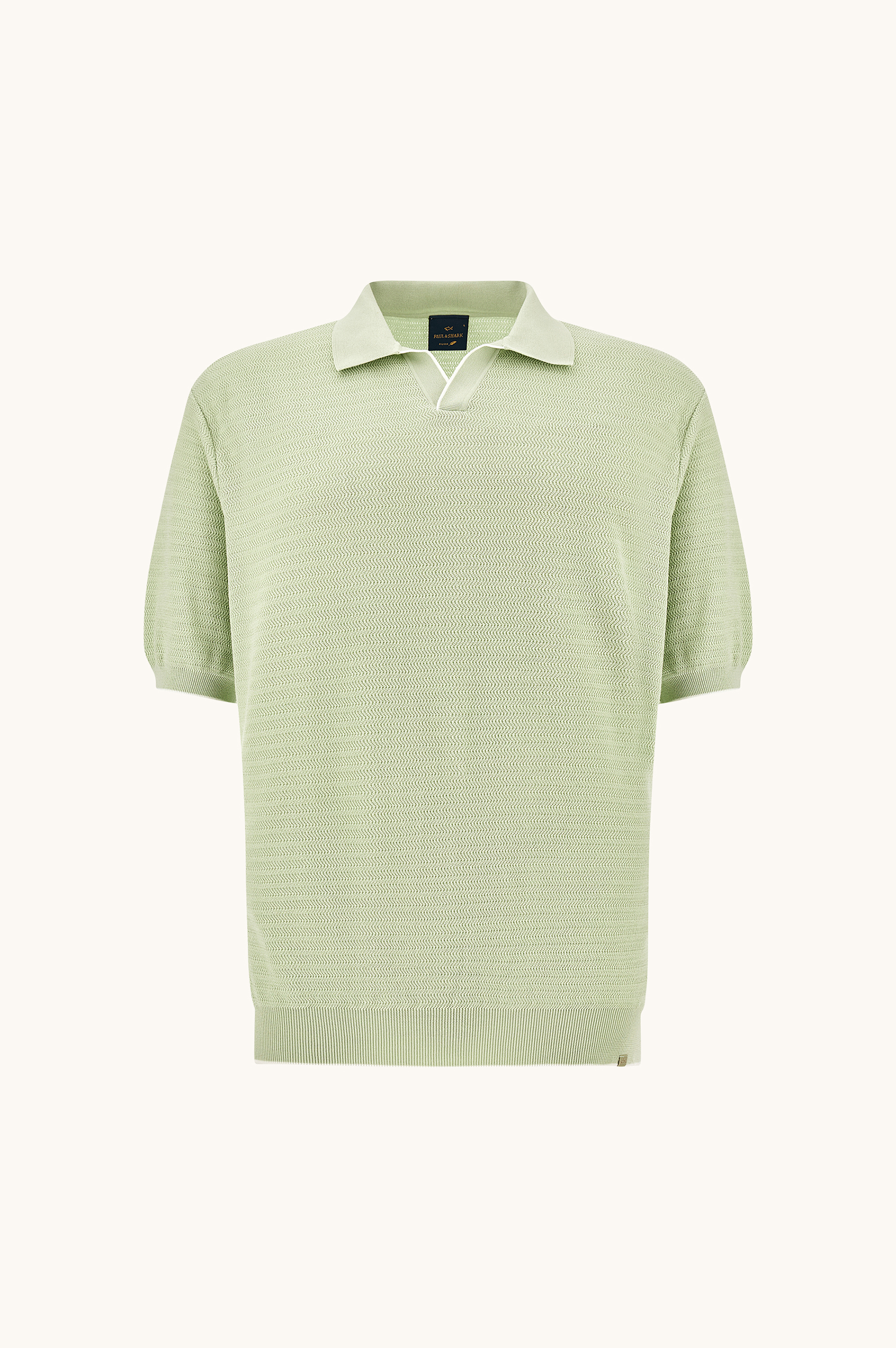 Open‑collar polo in Piuma cotton image number 1