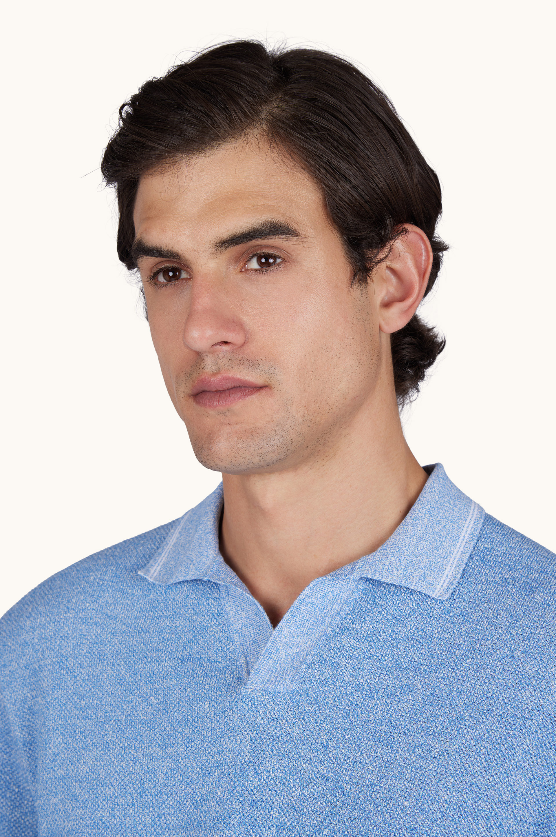 Polo &agrave; col ouvert en lin et coton Urukai image number 4