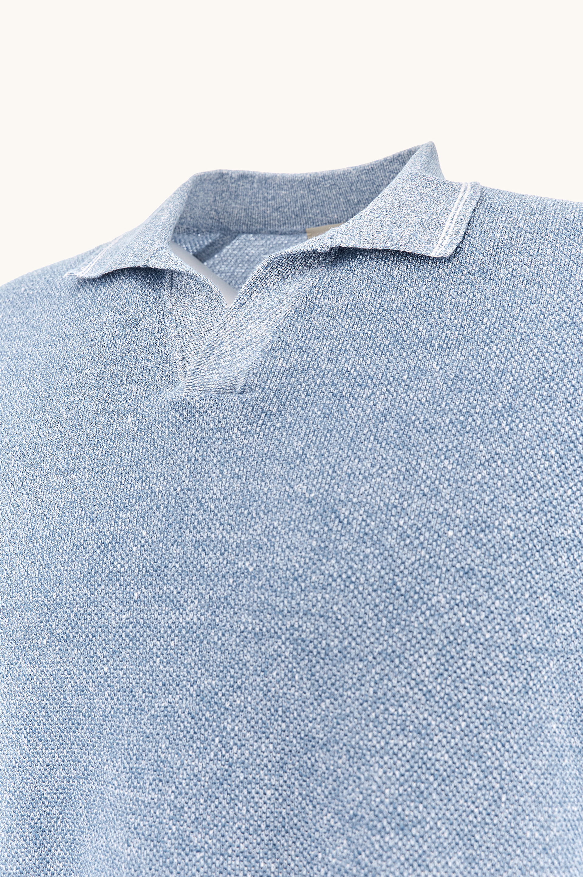 Polo &agrave; col ouvert en lin et coton Urukai image number 6