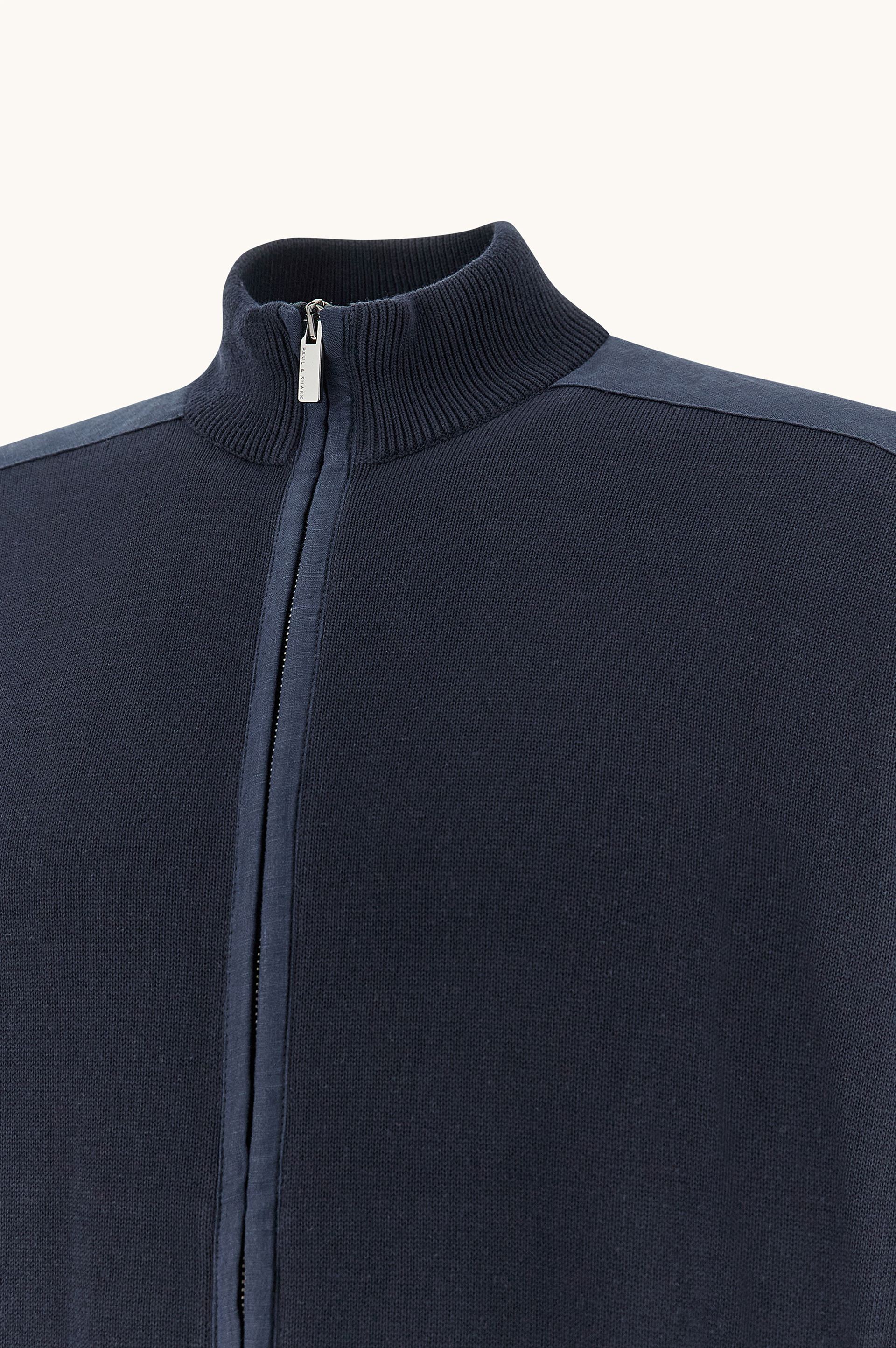 كنزة بسحاب من قطن Fresco مع تفاصيل من كتان image number 8