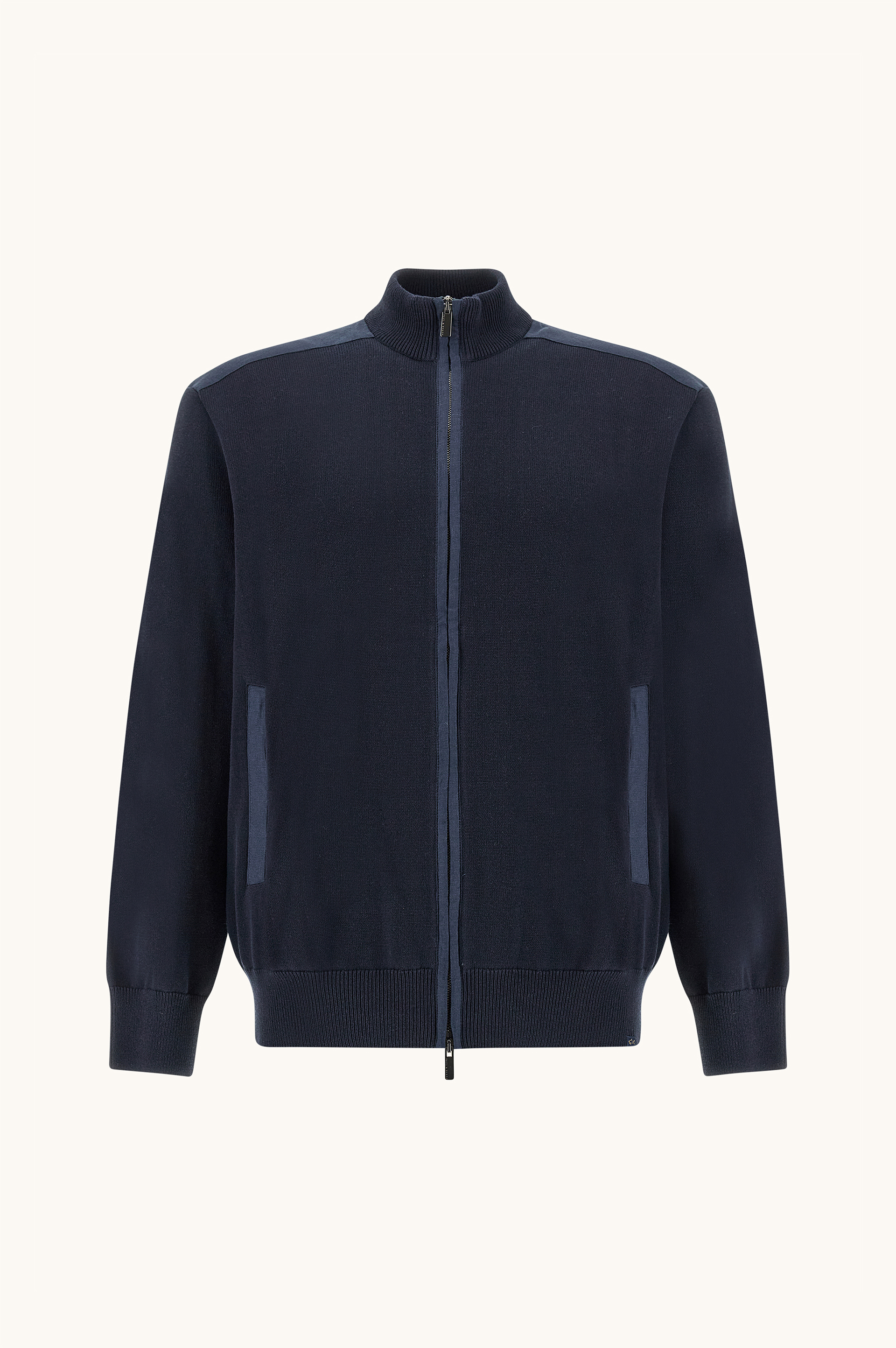 كنزة بسحاب من قطن Fresco مع تفاصيل من كتان image number 1