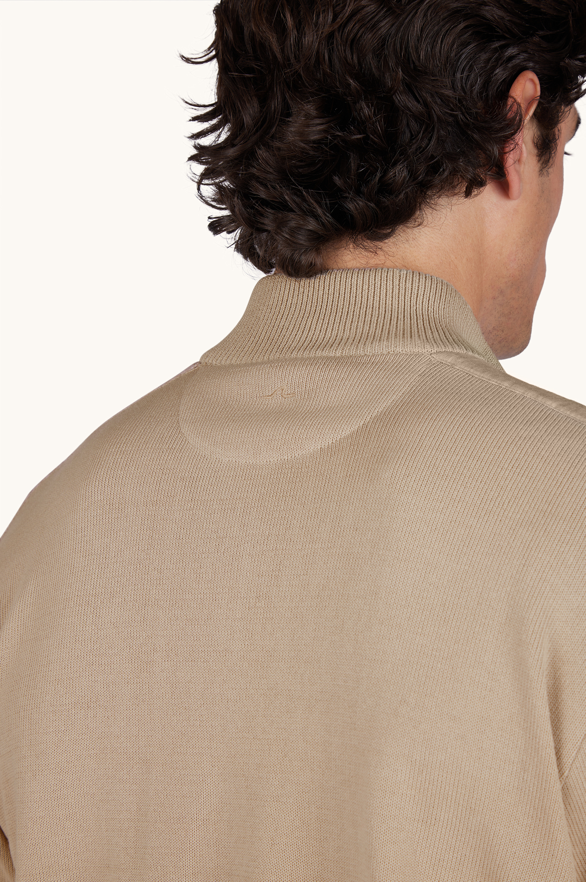 Zip‑up sweater in Fresco cotton with linen details image number 3