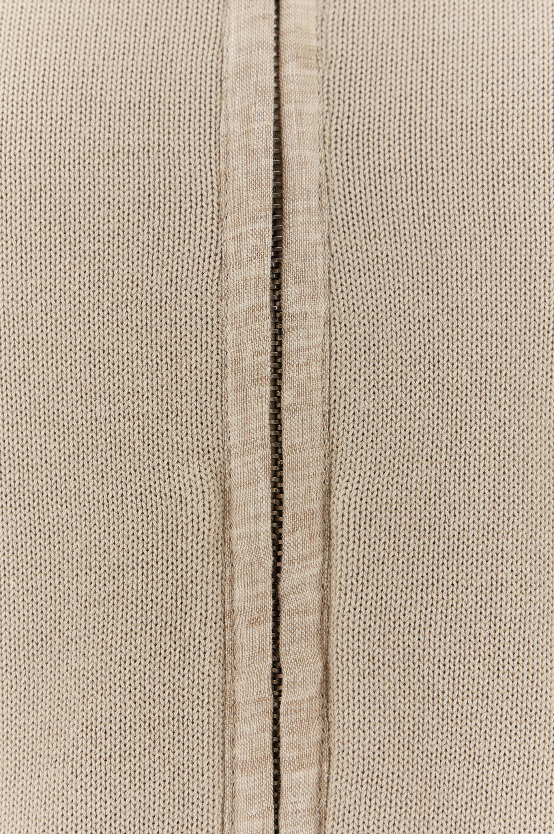 Zip‑up sweater in Fresco cotton with linen details image number 9