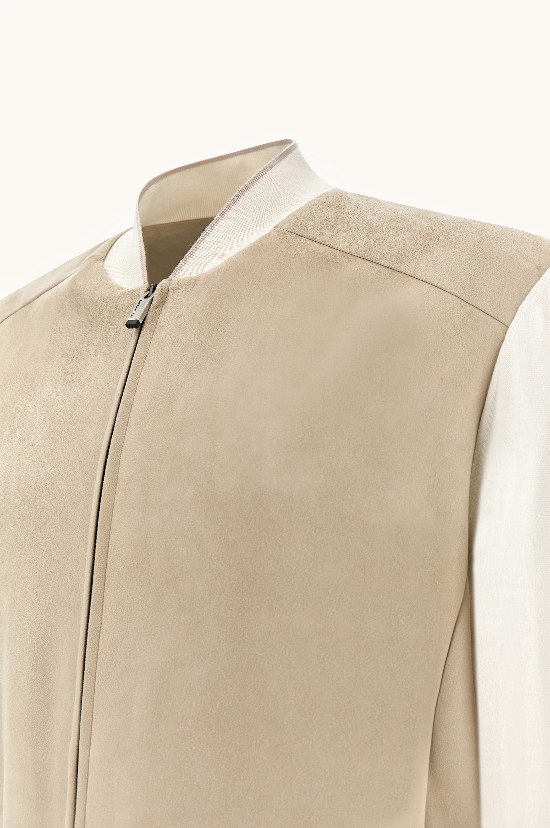 Hybrid bomber in cotton‑silk knit with Aqualeather suede image number 5