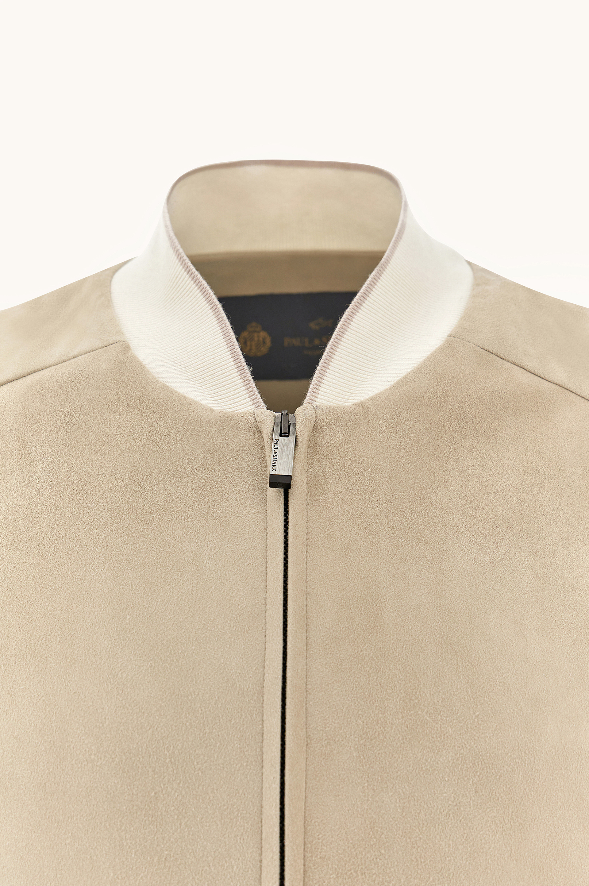 Hybrid bomber in cotton‑silk knit with Aqualeather suede image number 10