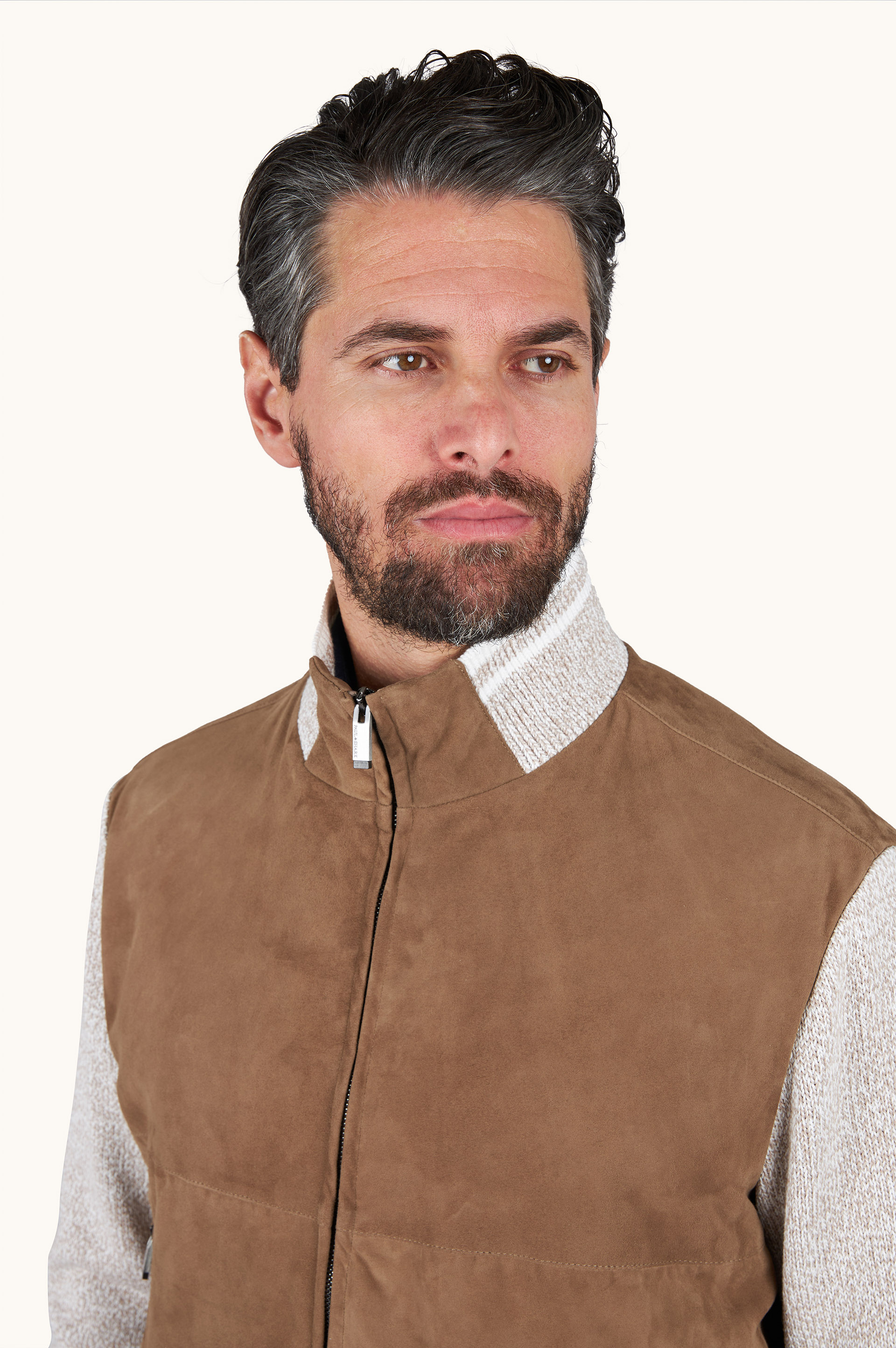 Bomber Hybrid en algod&oacute;n Piuma con ante Aqualeather image number 3