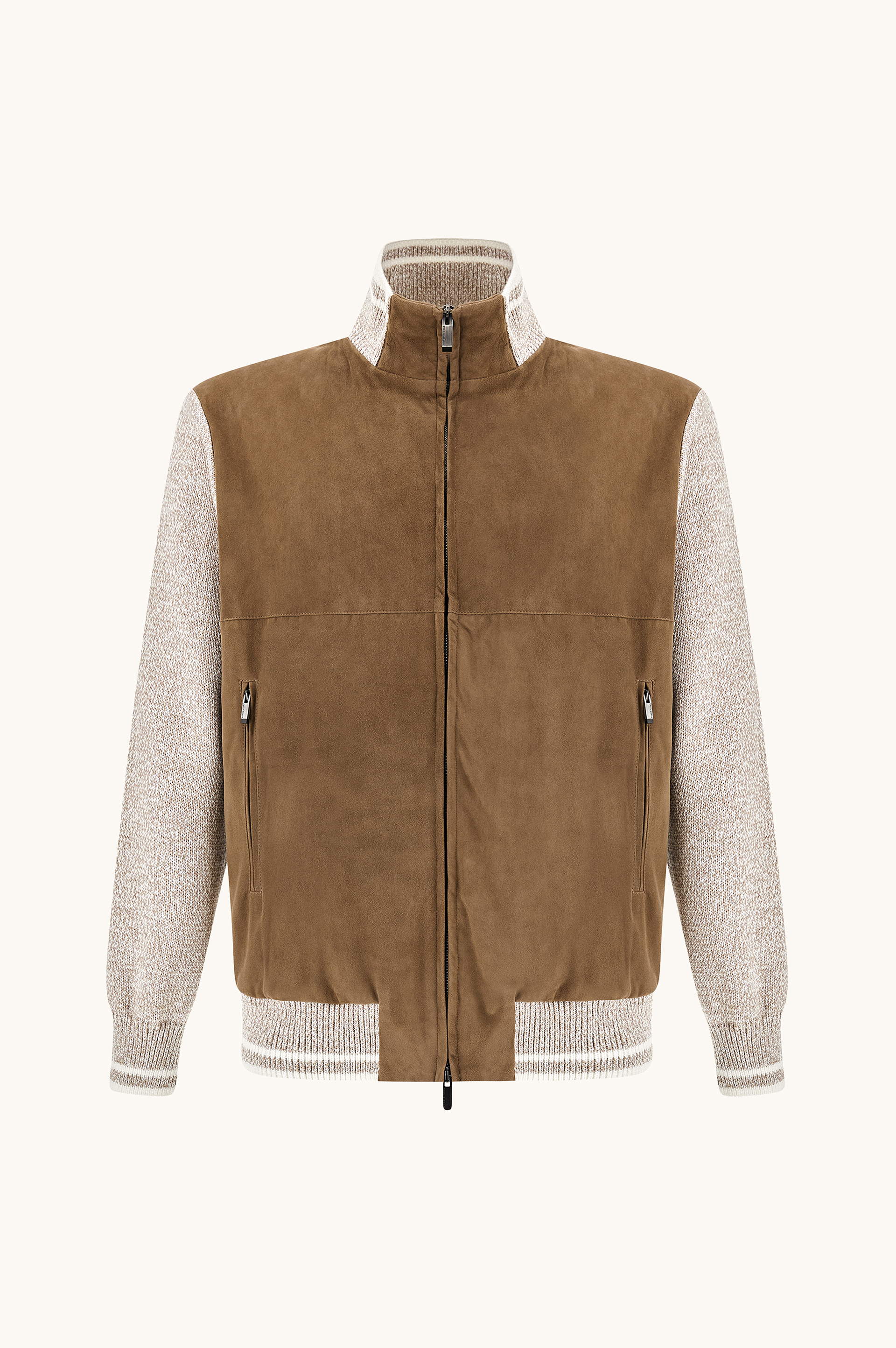Hybrid bomber in Piuma cotton with Aqualeather suede image number 1