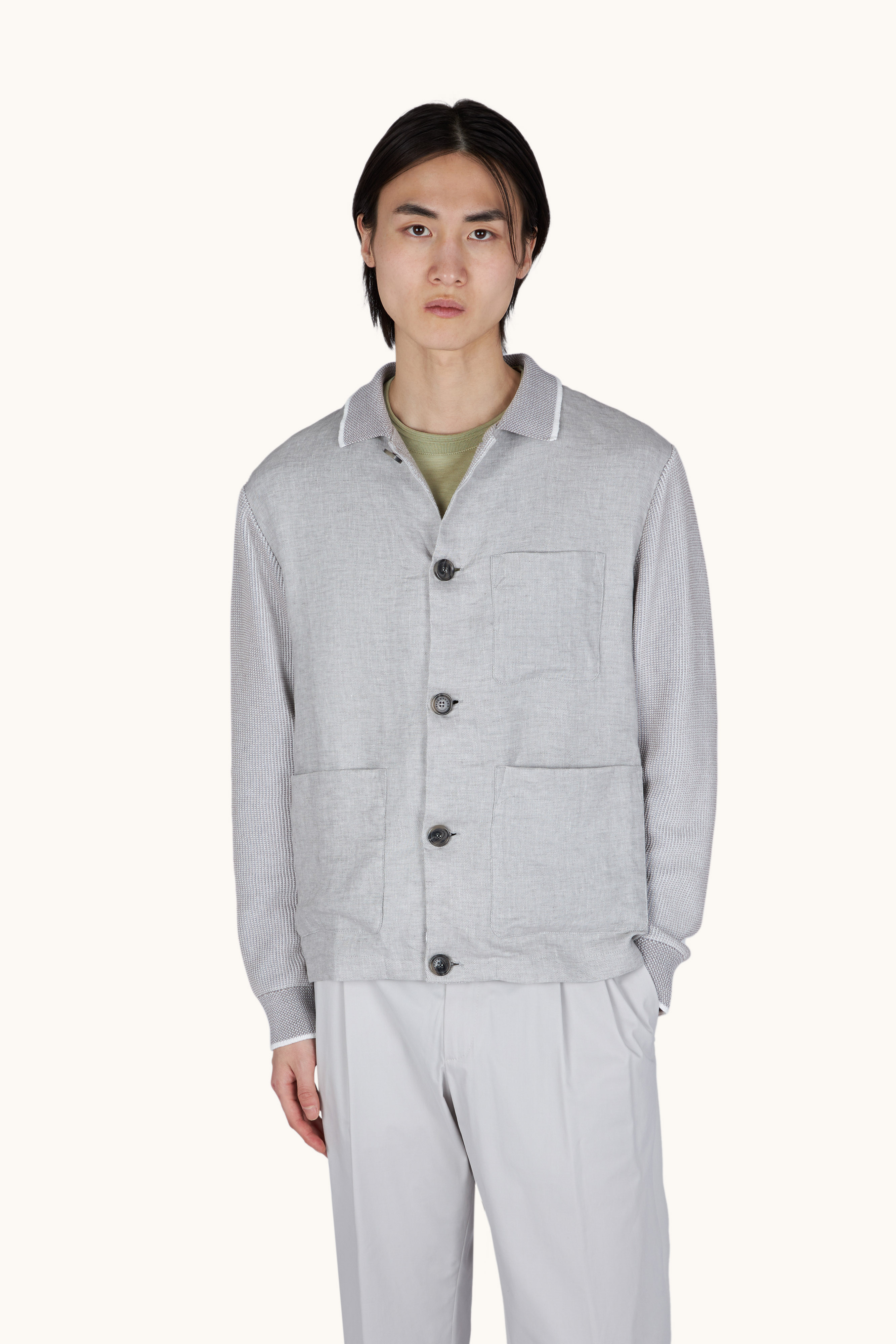 Hybrid cardigan in Piuma cotton and linen image number 0