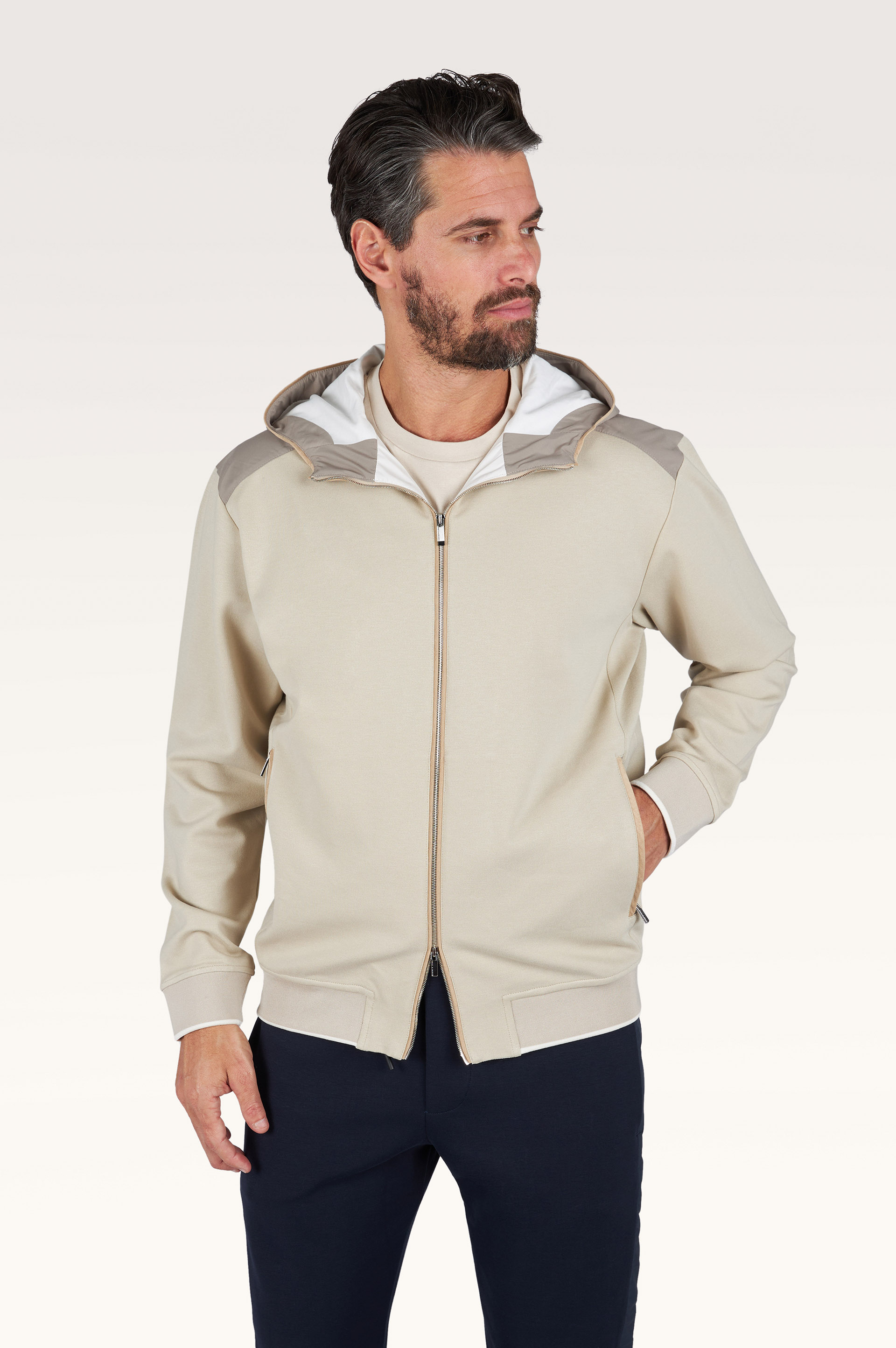 X‑Soft zip‑up sweatshirt in viscose with Alcantara&reg; details image number 0