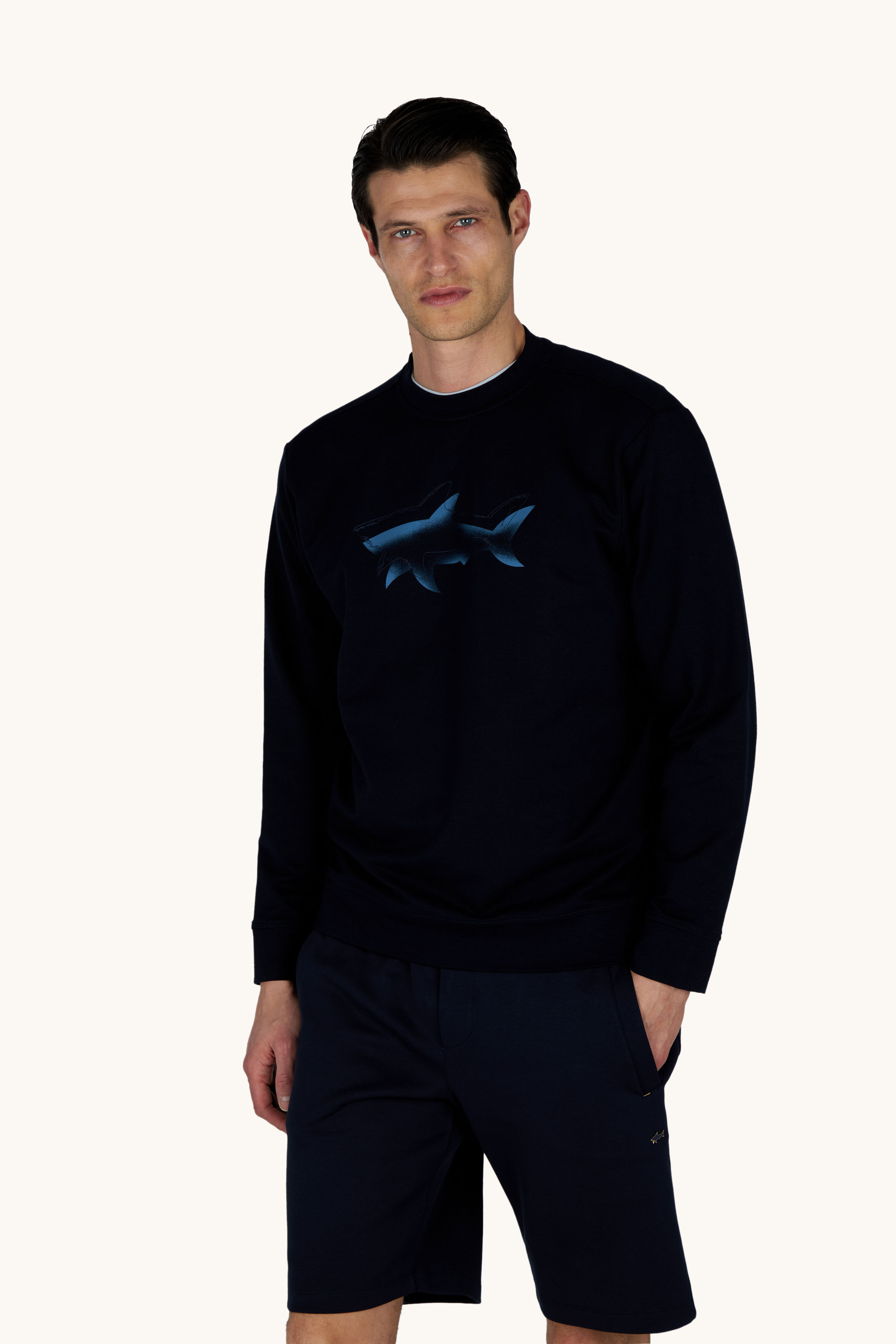 Sweat‑shirt en coton Active Fleece avec imprim&eacute; requin image number 0