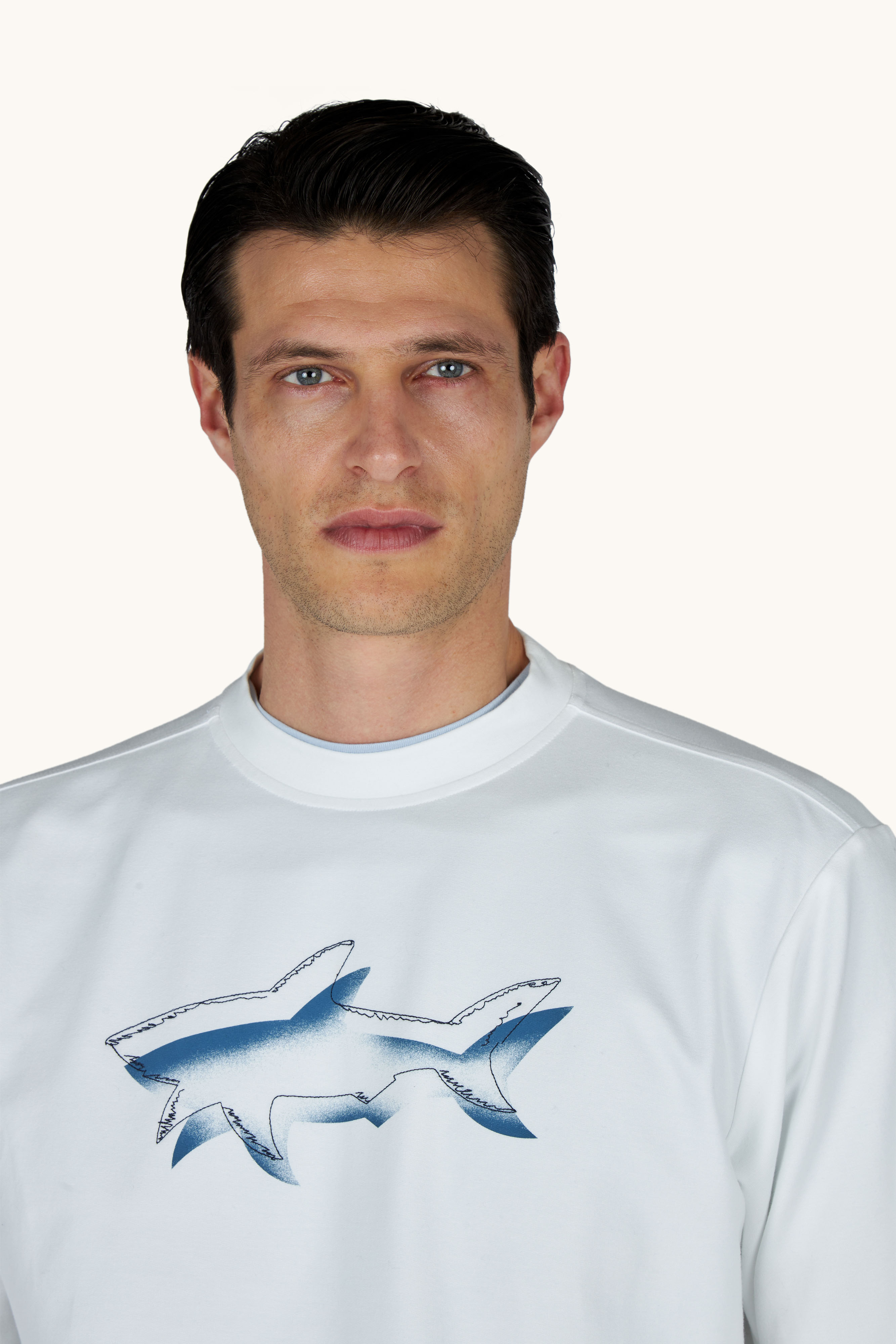 Sweatshirt in Active Fleece cotton with shark print image number 5