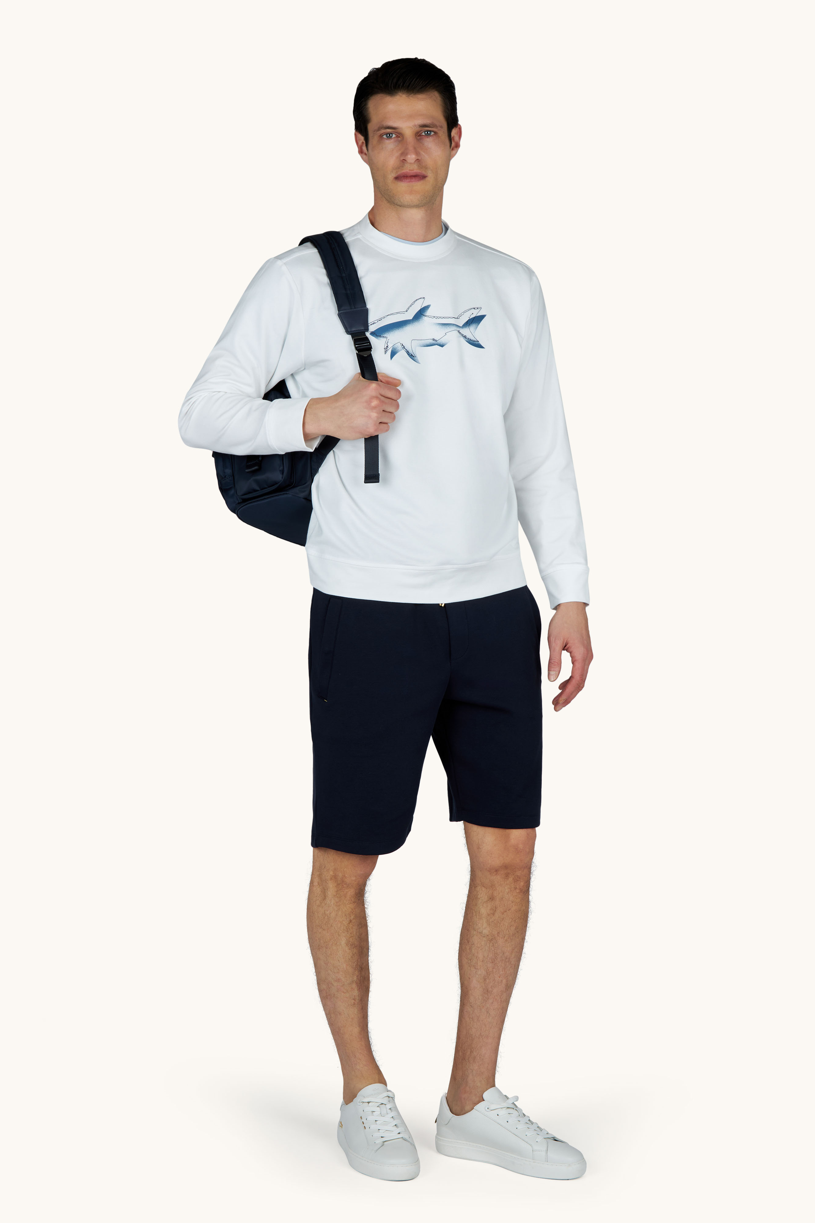 Sweatshirt in Active Fleece cotton with shark print image number 7