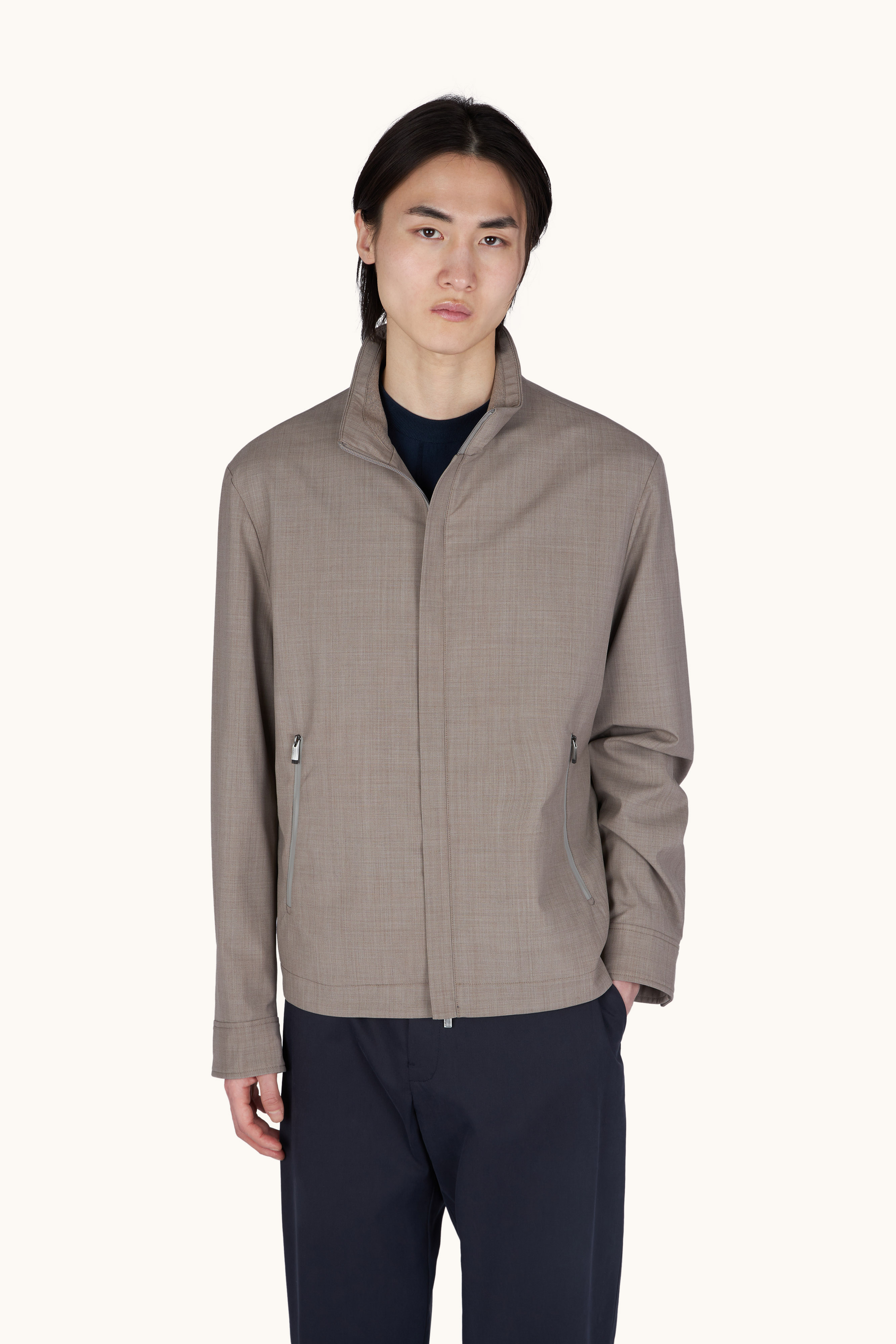 سترة بومبر من صوف وحرير image number 0