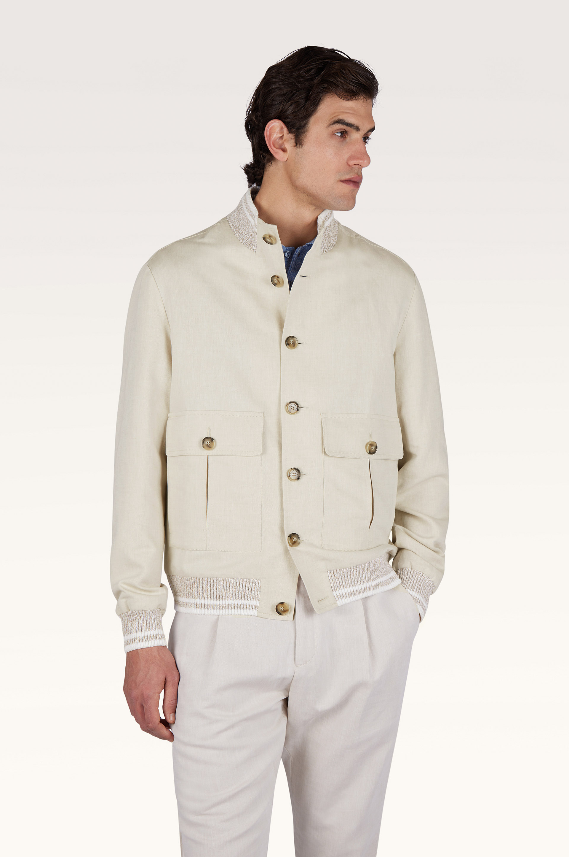 亚麻棉飞行夹克 image number 0