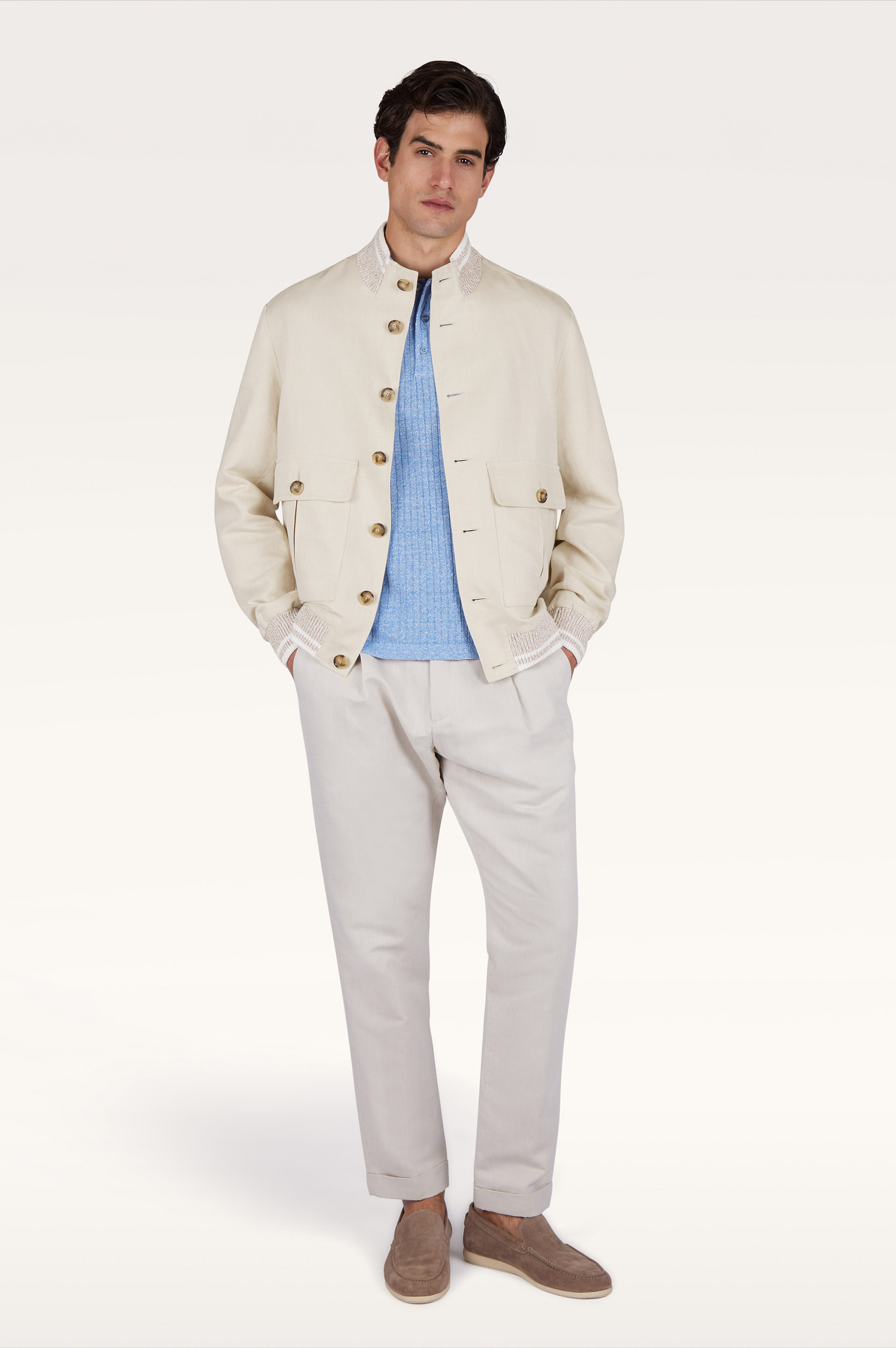 亚麻棉飞行夹克 image number 2