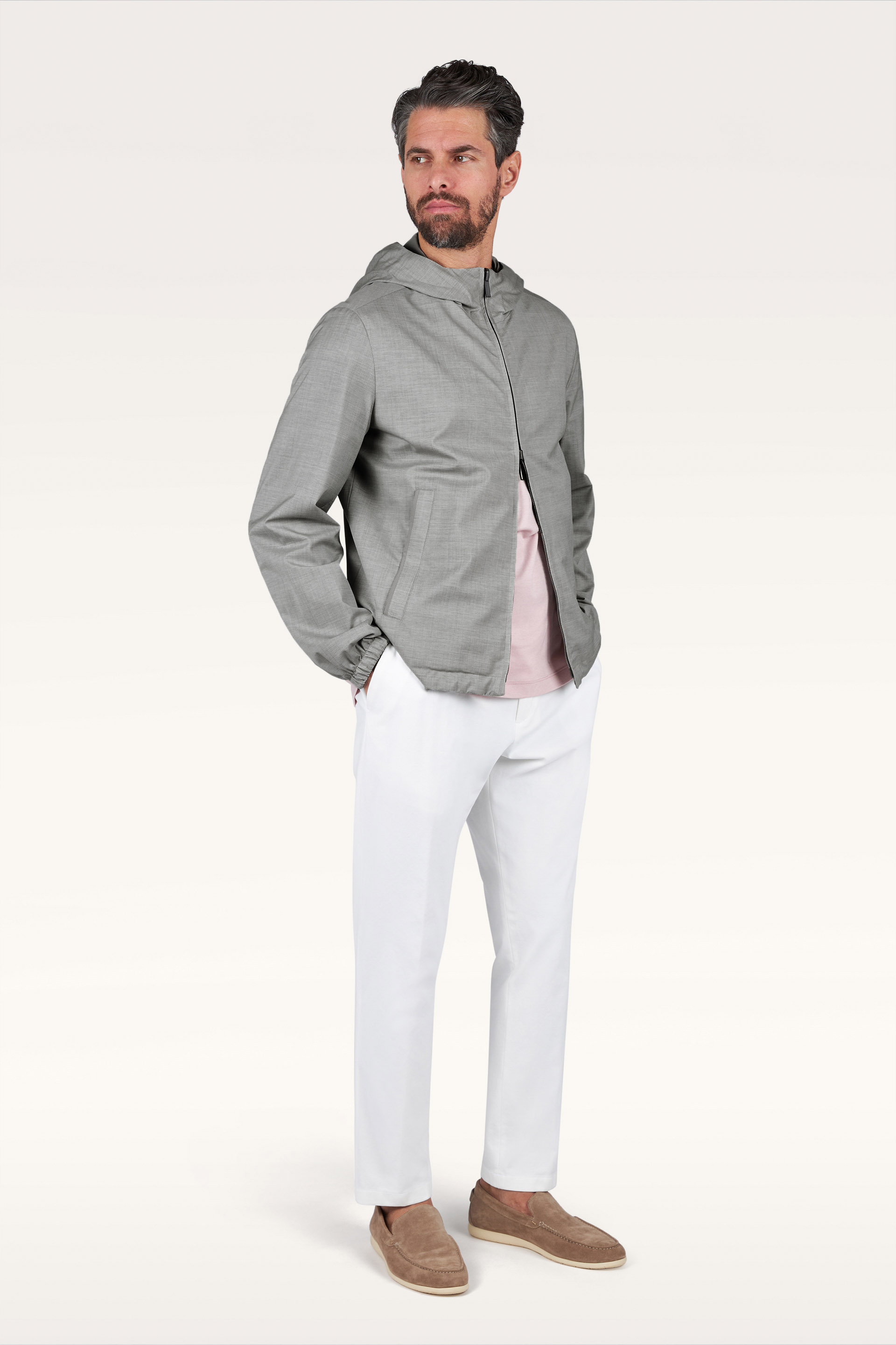 Cazadora cortavientos reversible en lana y seda image number 1