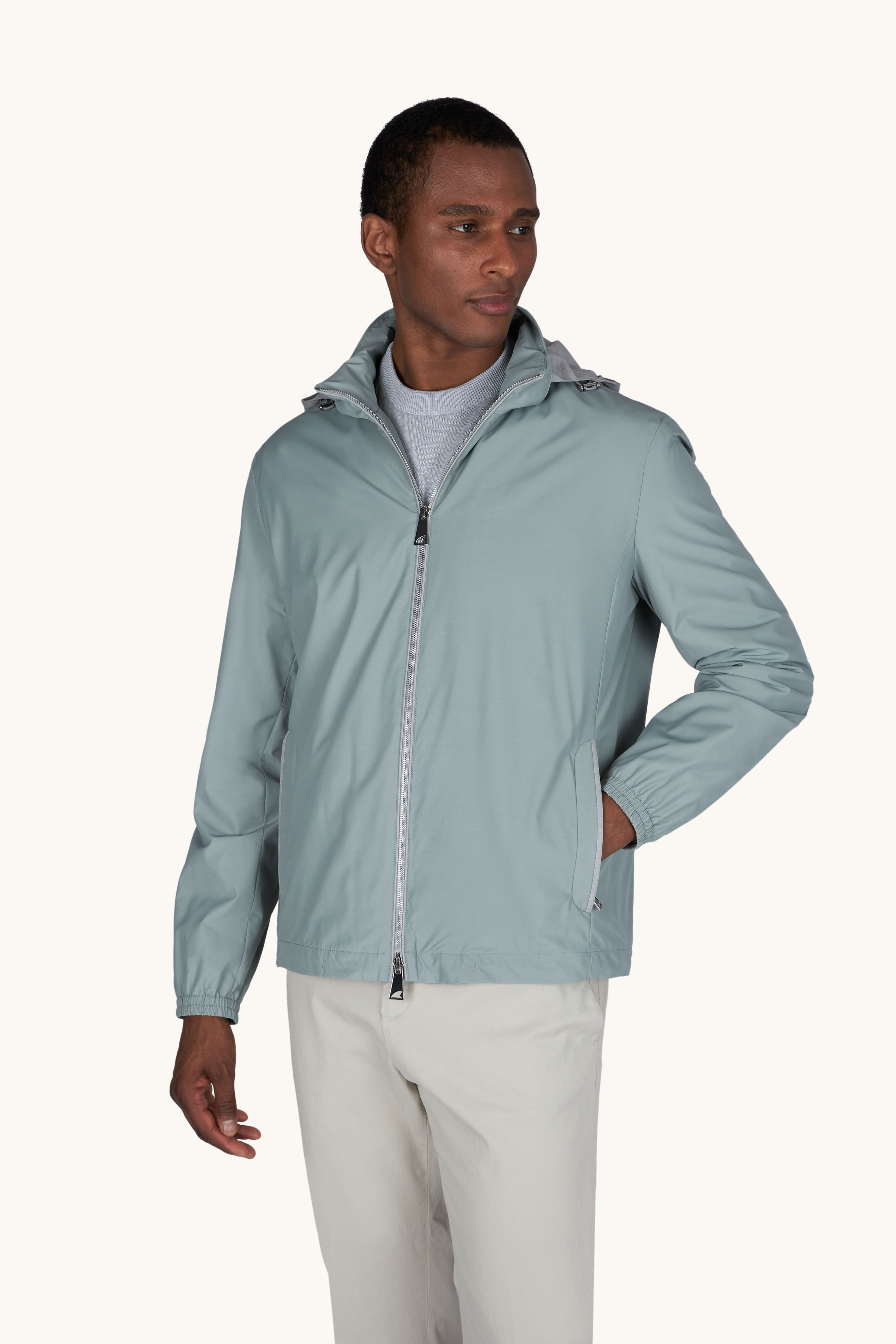 Cazadora cortavientos de nailon, lana y seda image number 0