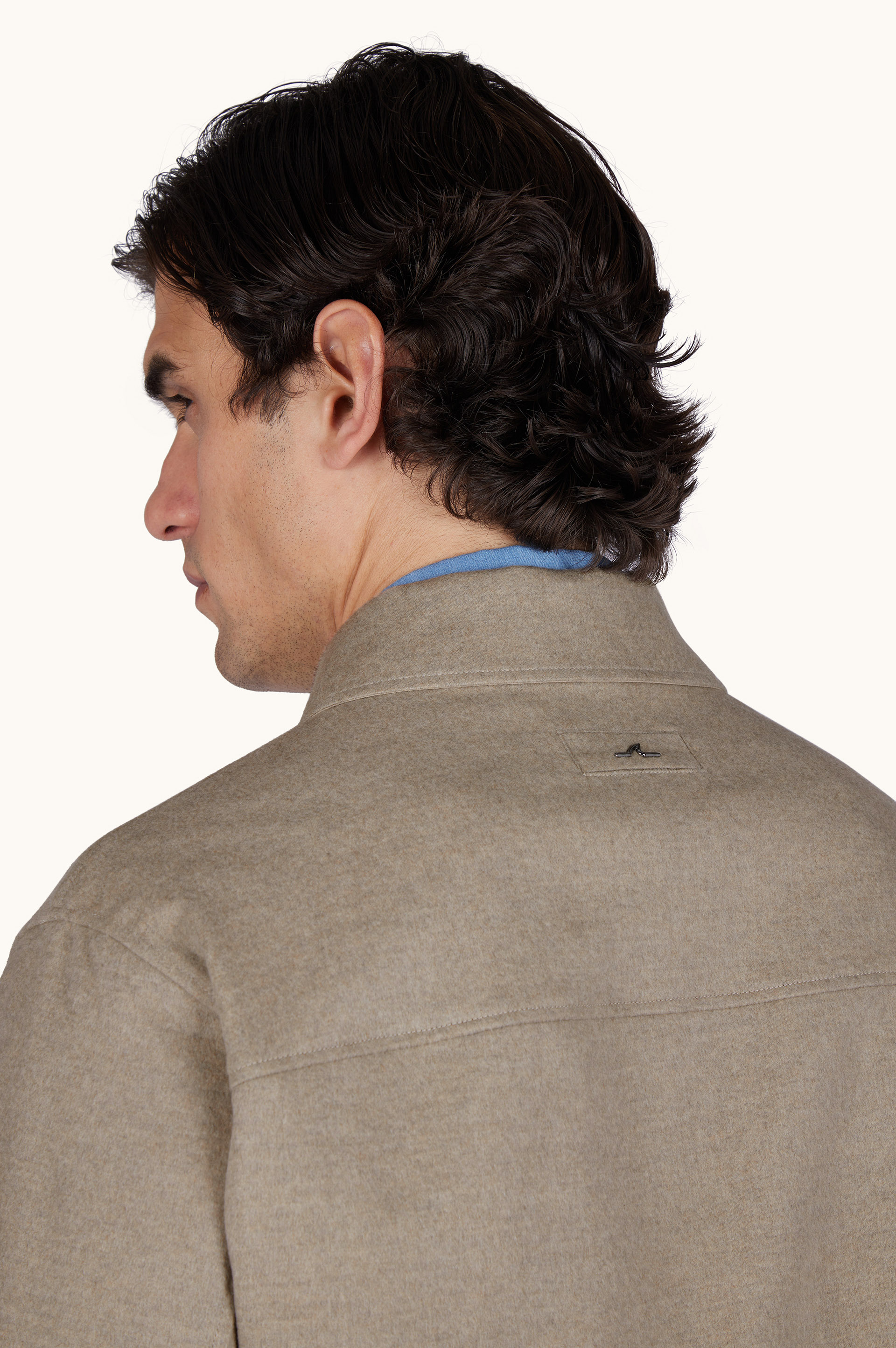 Reversible overshirt in cashmere and technical fabric image number 5