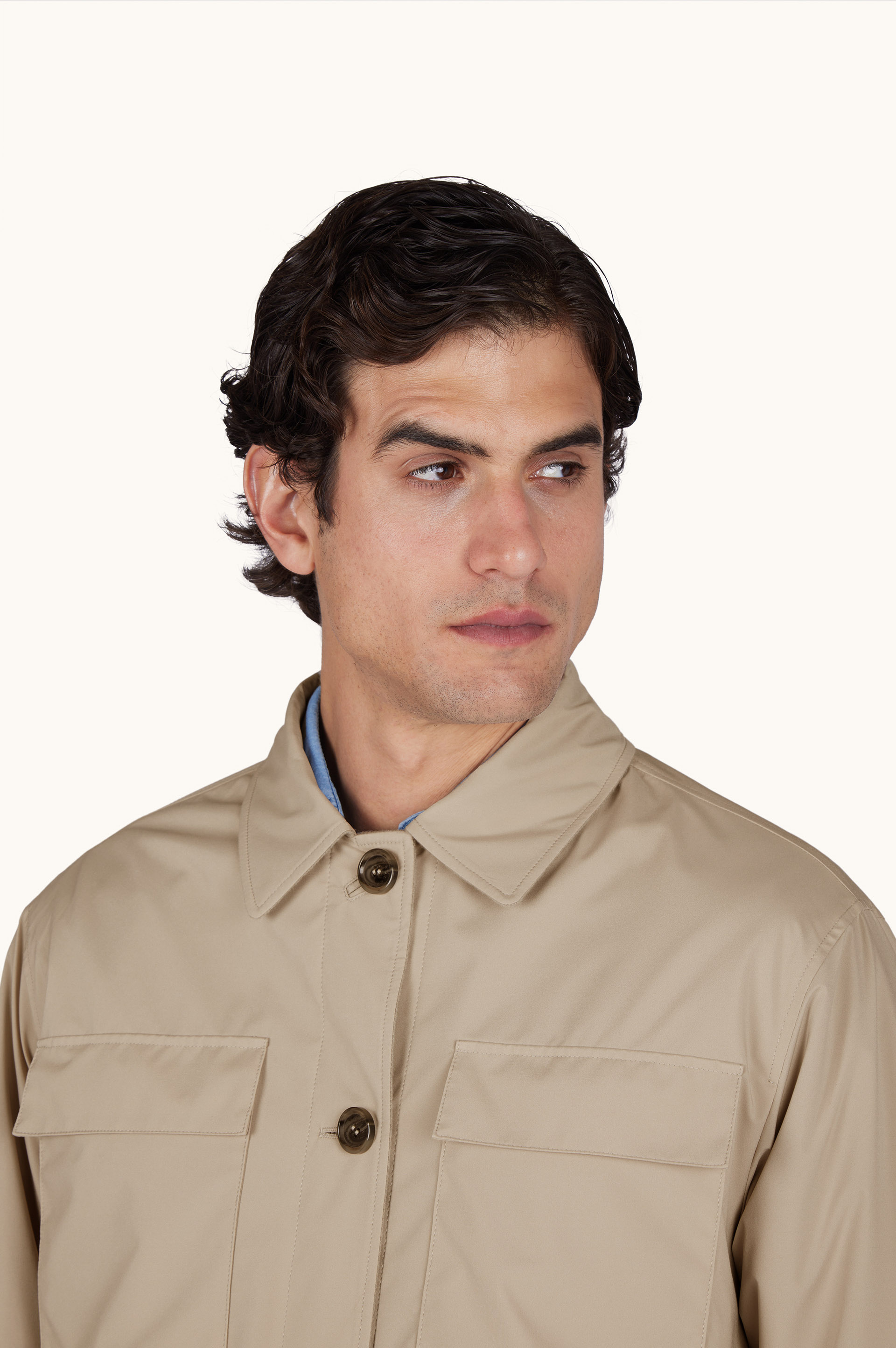 Reversible overshirt in cashmere and technical fabric image number 6