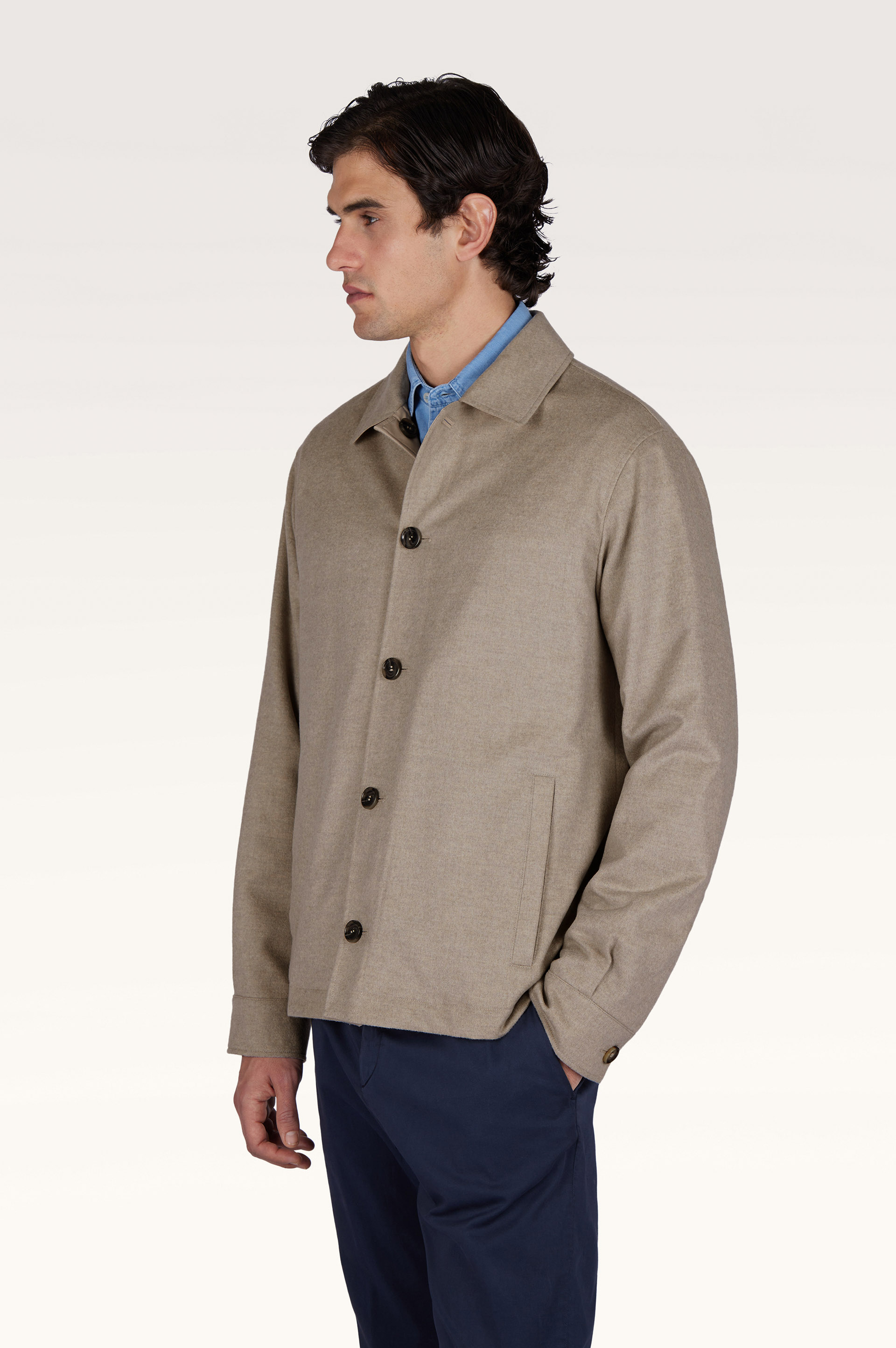 Reversible overshirt in cashmere and technical fabric image number 0