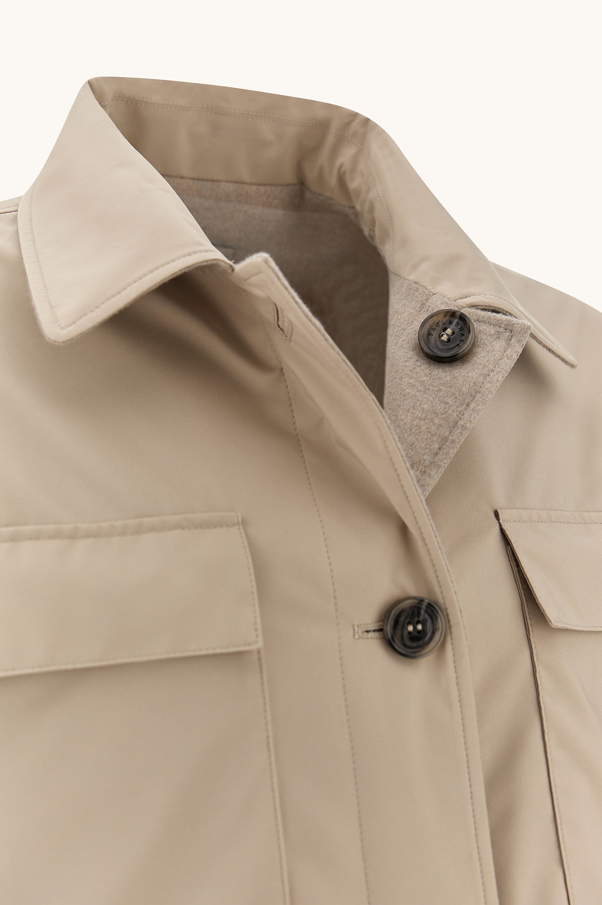 Reversible overshirt in cashmere and technical fabric image number 13