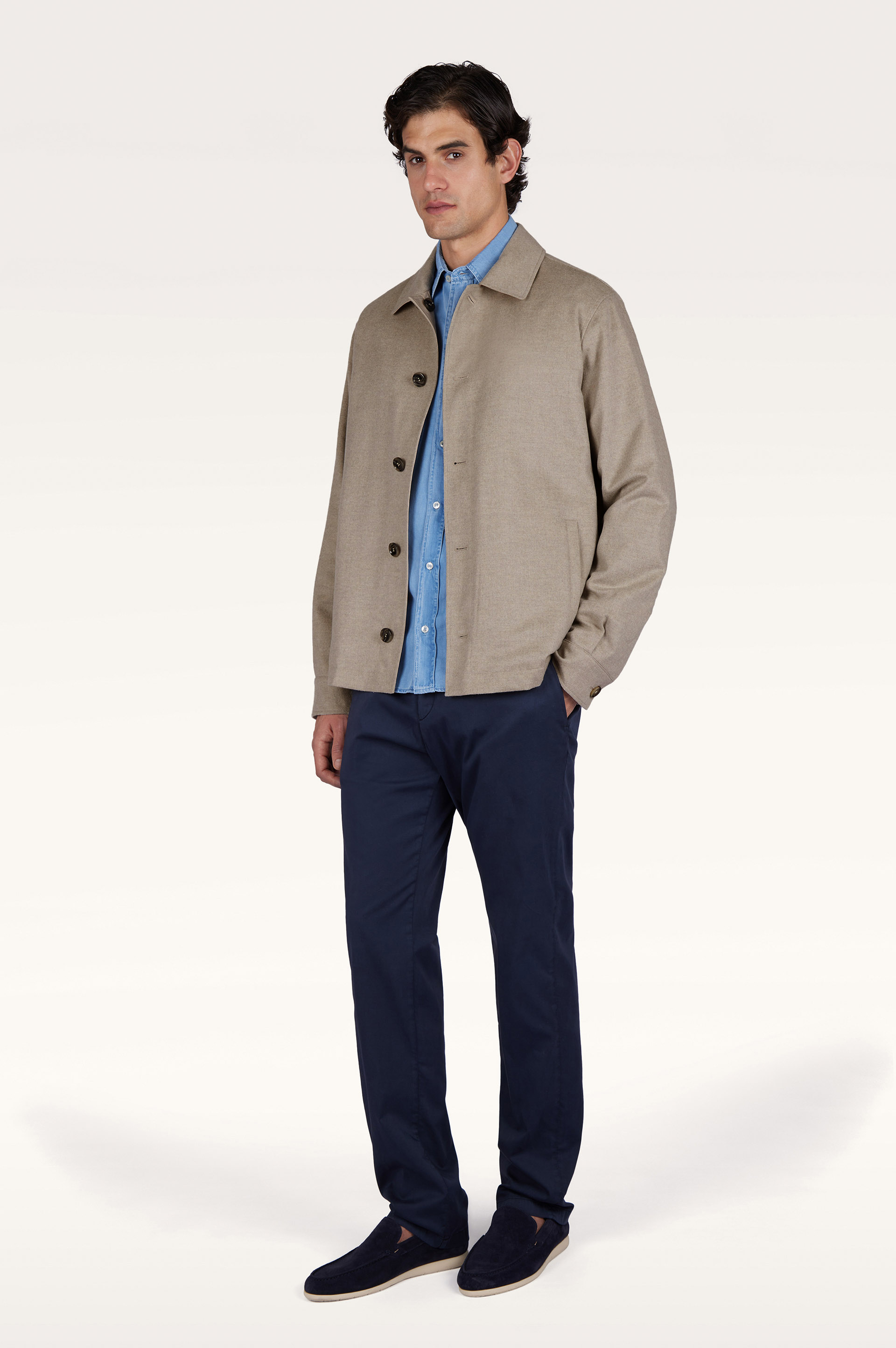 Reversible overshirt in cashmere and technical fabric image number 2