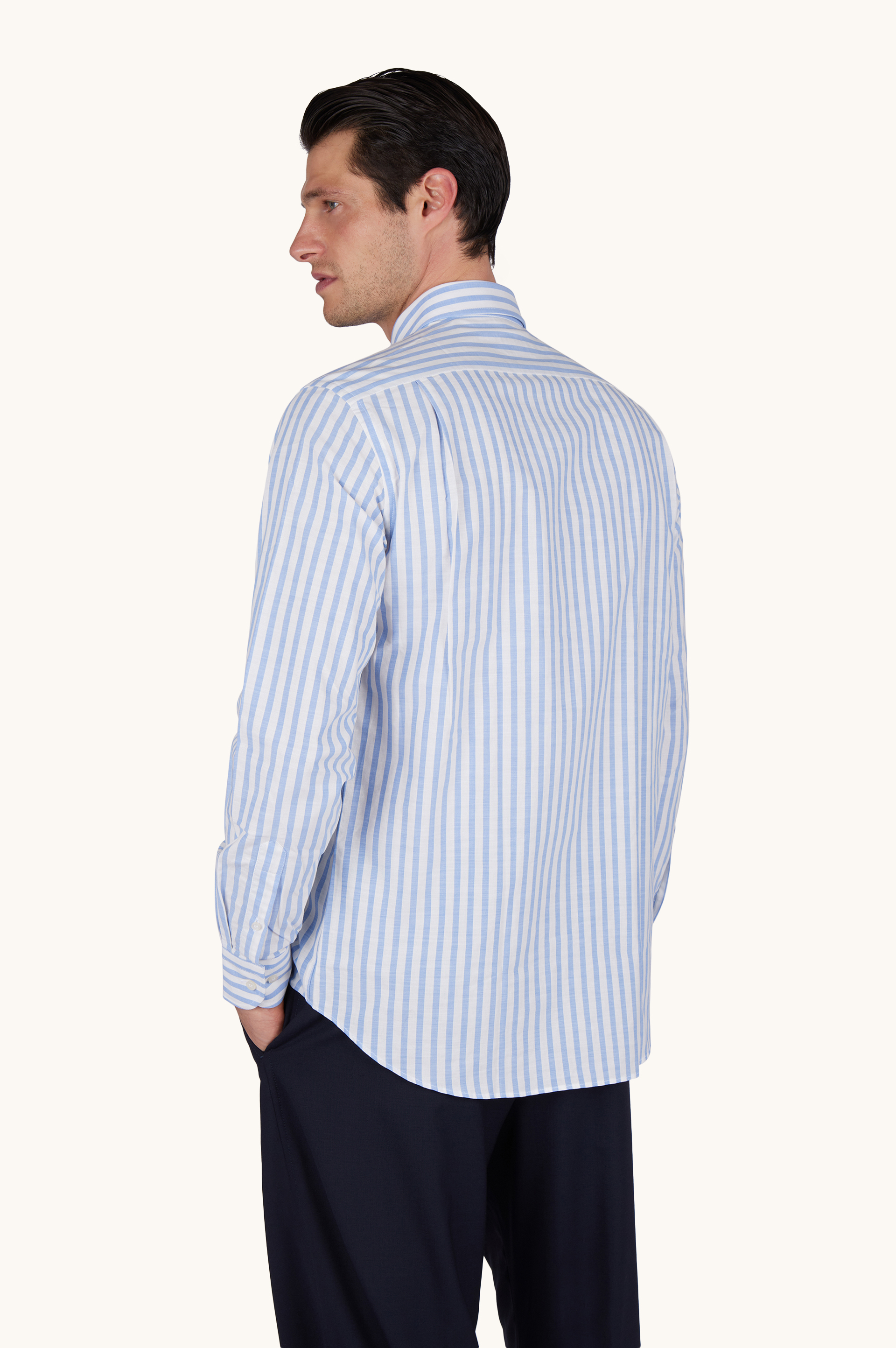 条纹棉质府绸衬衫 image number 3