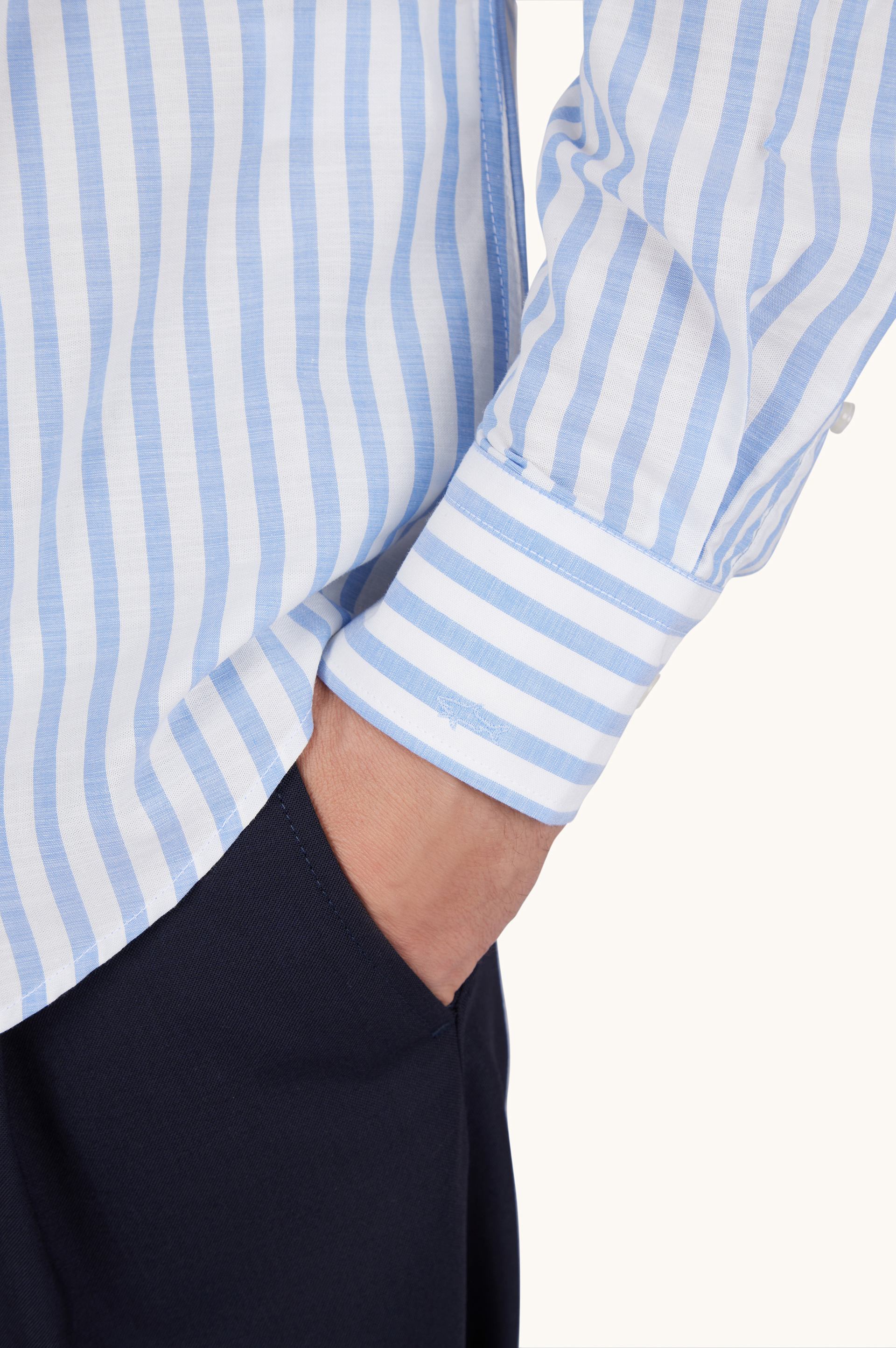 条纹棉质府绸衬衫 image number 4