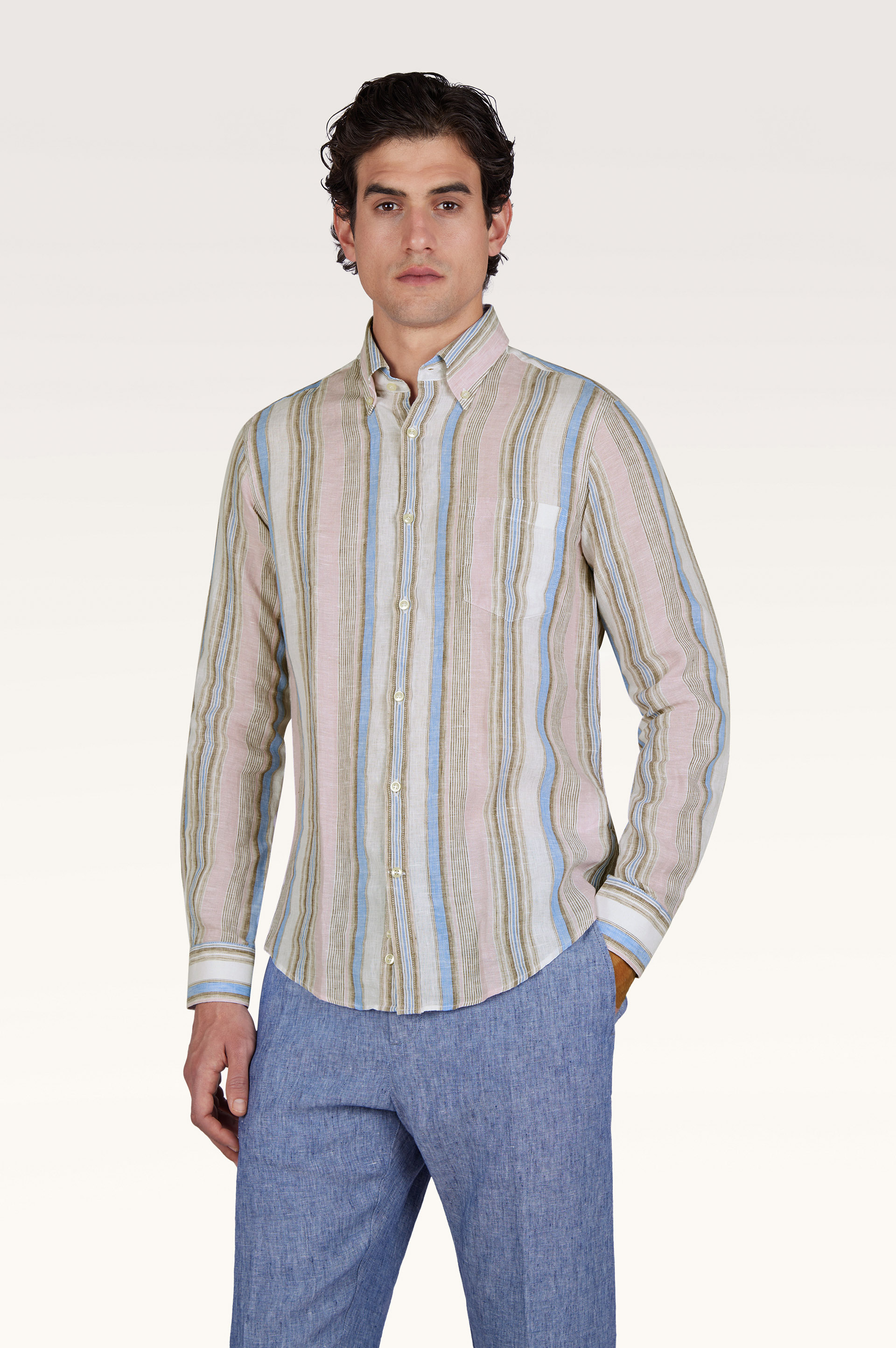 Soffio 亚麻条纹衬衫 image number 0